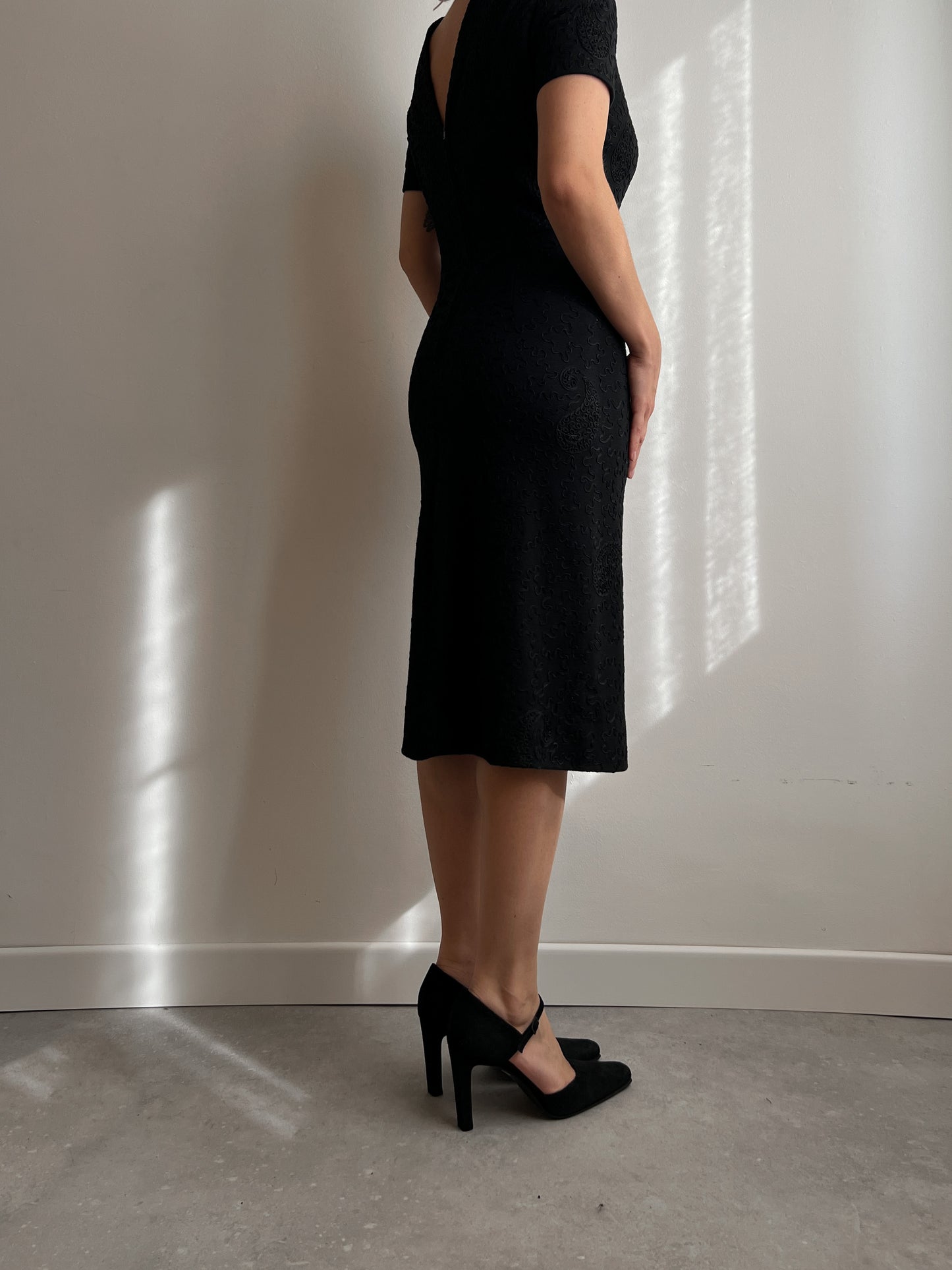 Wool tailored black dress