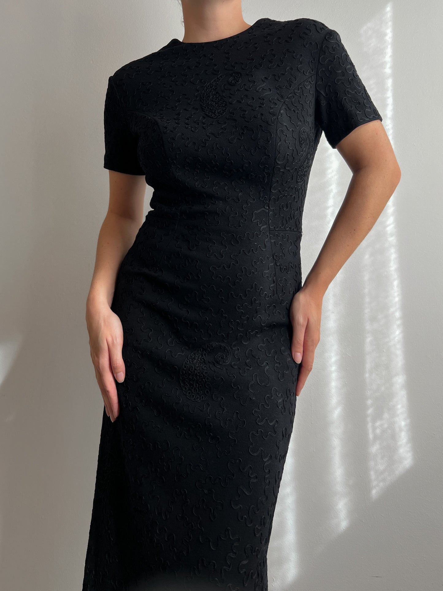 Wool tailored black dress