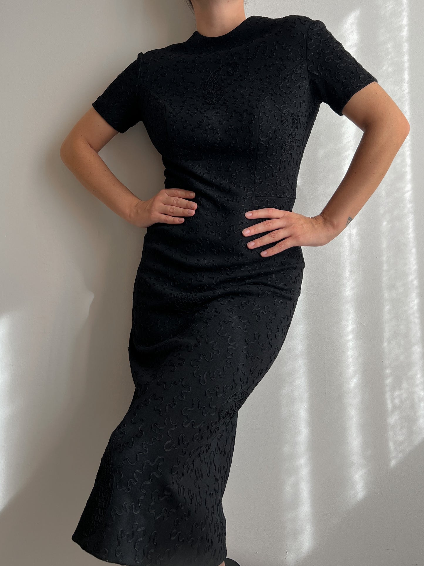 Wool tailored black dress