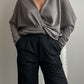 Merino wool and silk grey cardigan