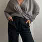 Merino wool and silk grey cardigan