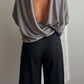 Merino wool and silk grey cardigan