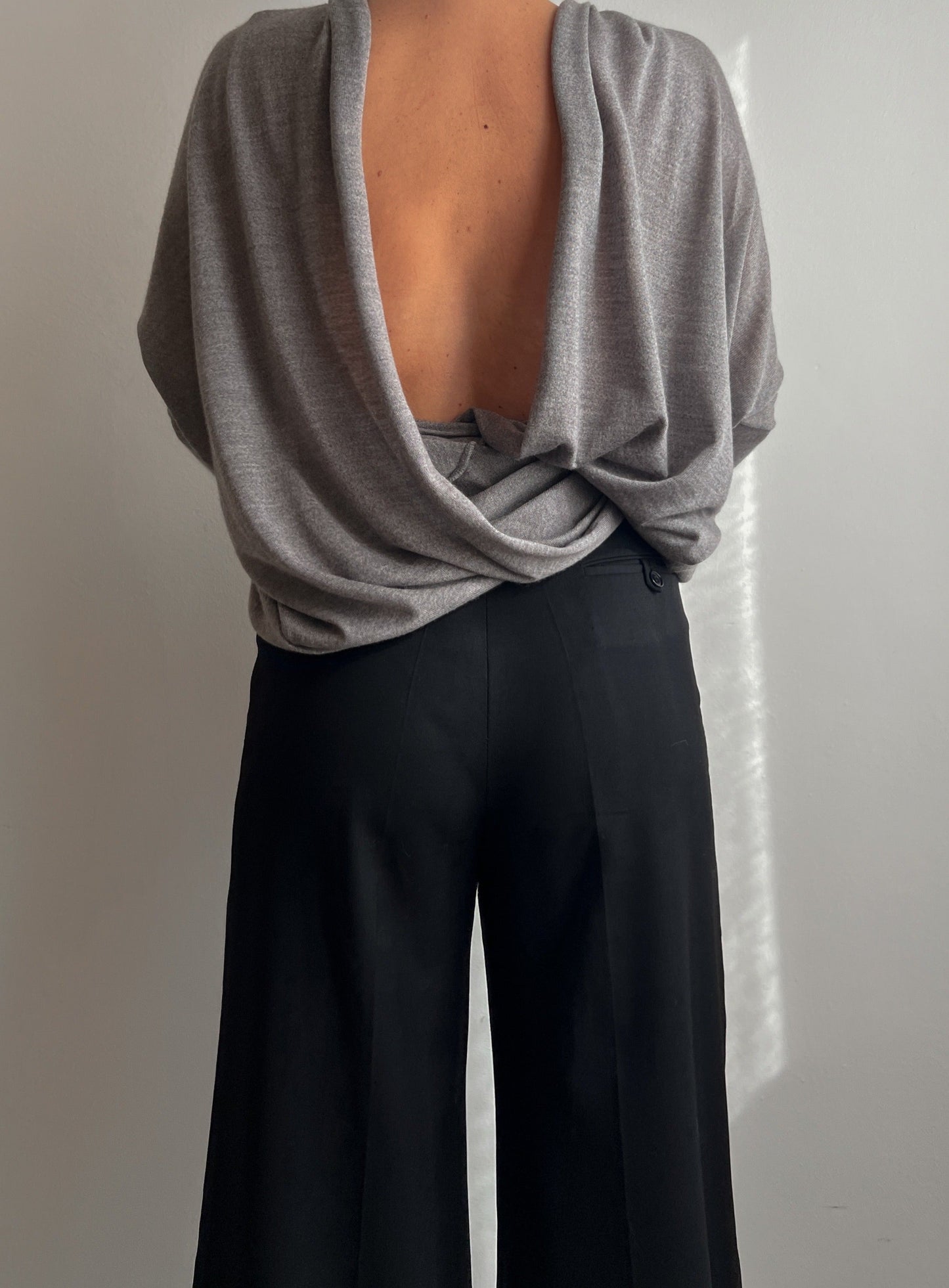 Merino wool and silk grey cardigan