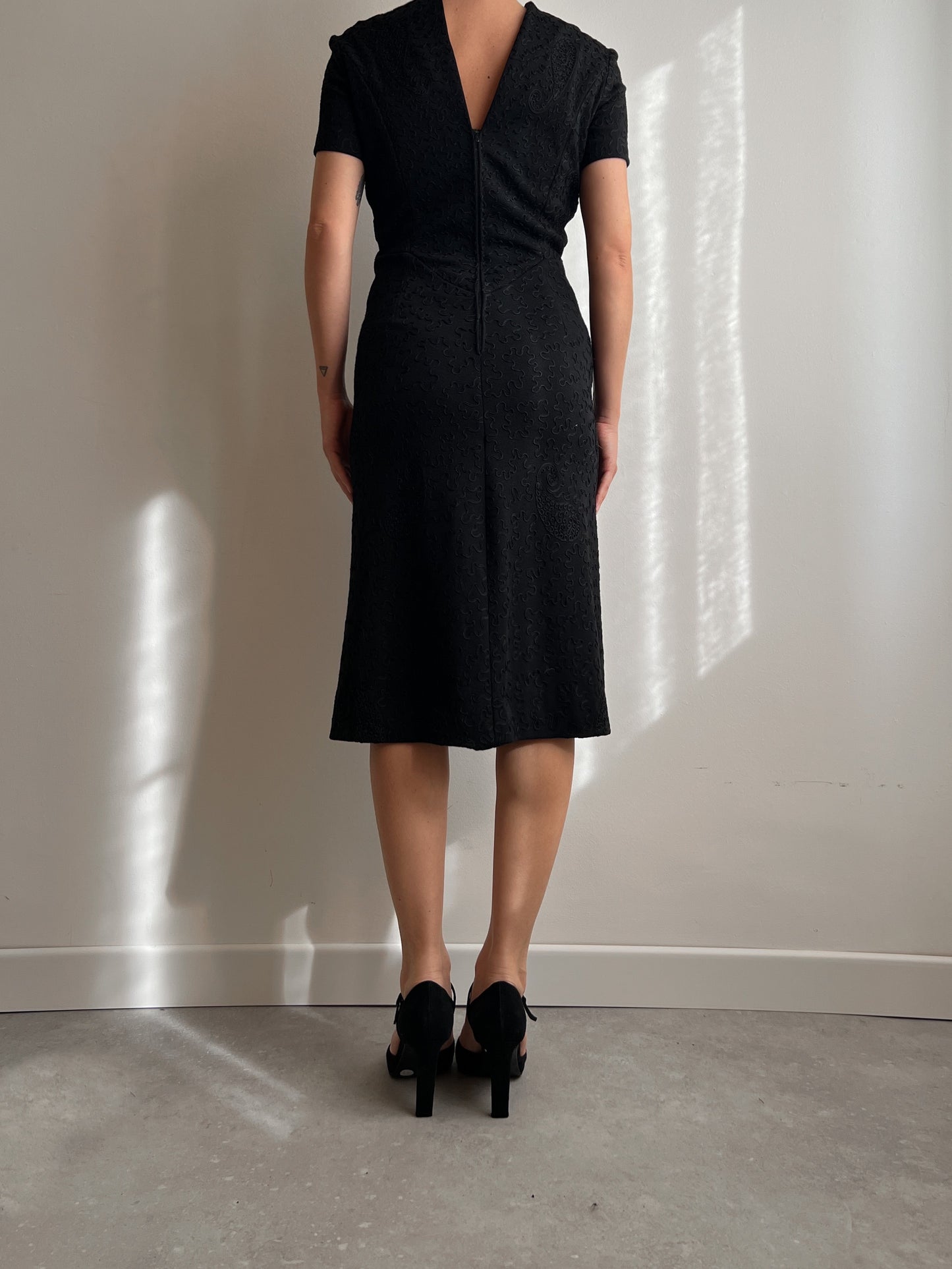 Wool tailored black dress