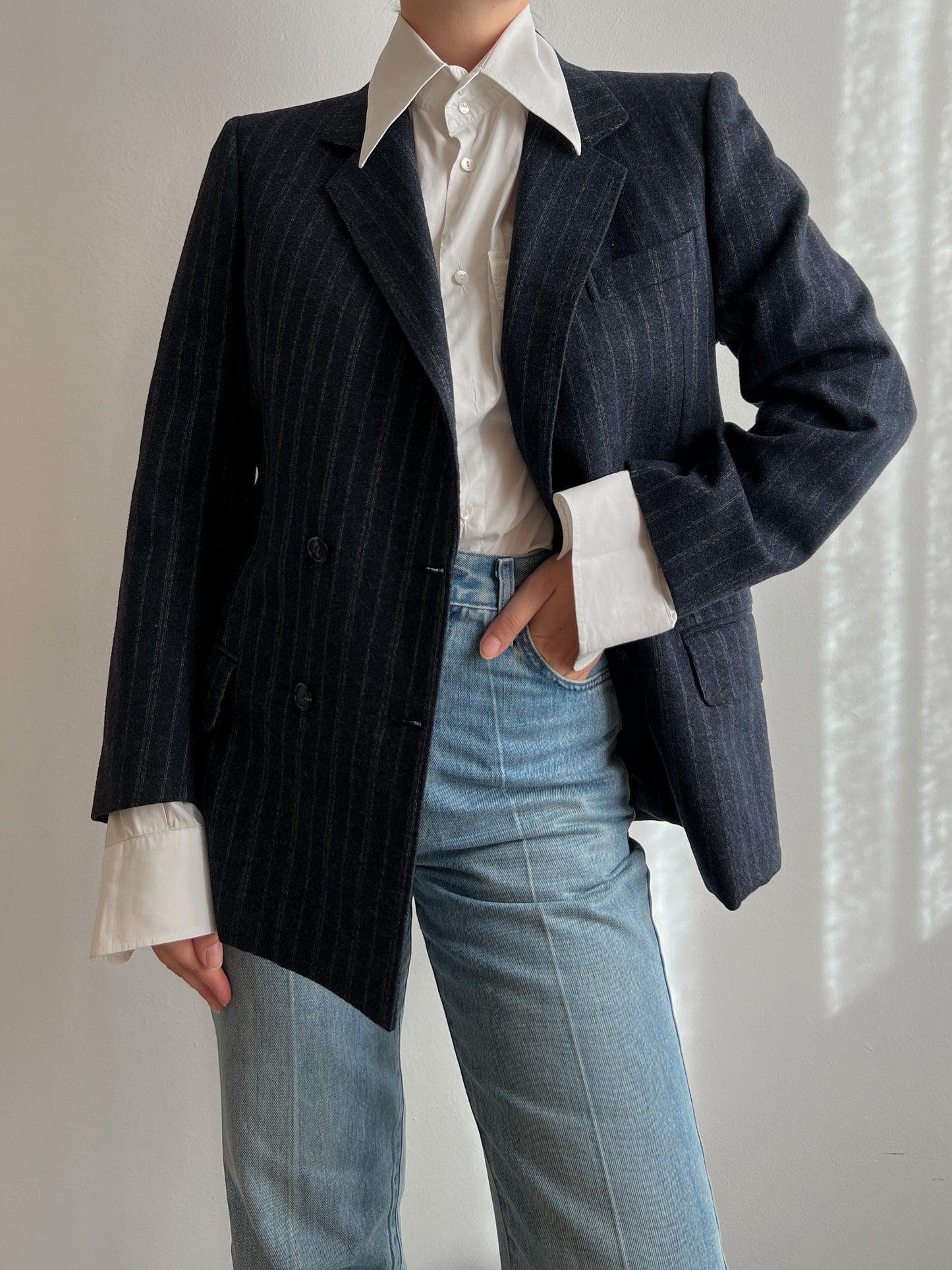 Pure wool blue pinstripe blazer