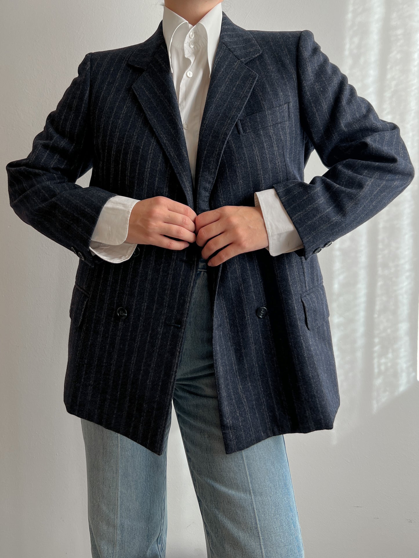 Pure wool blue pinstripe blazer