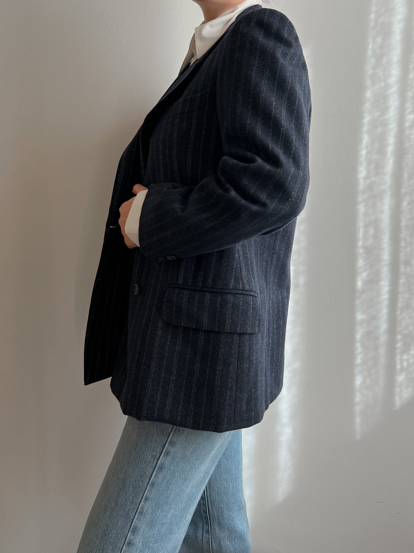 Pure wool blue pinstripe blazer