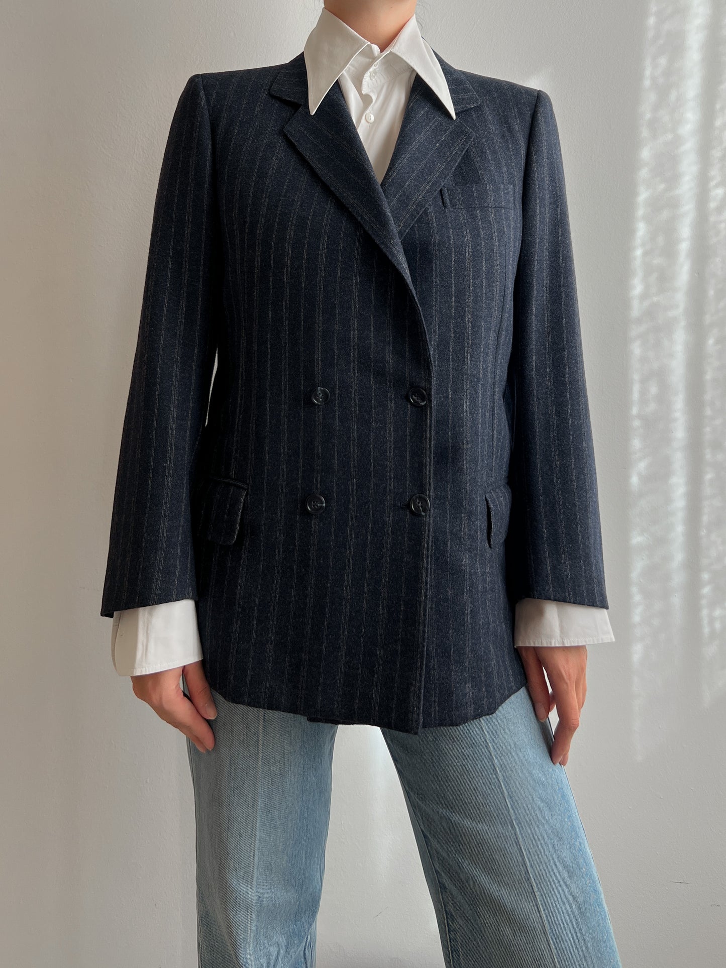 Pure wool blue pinstripe blazer