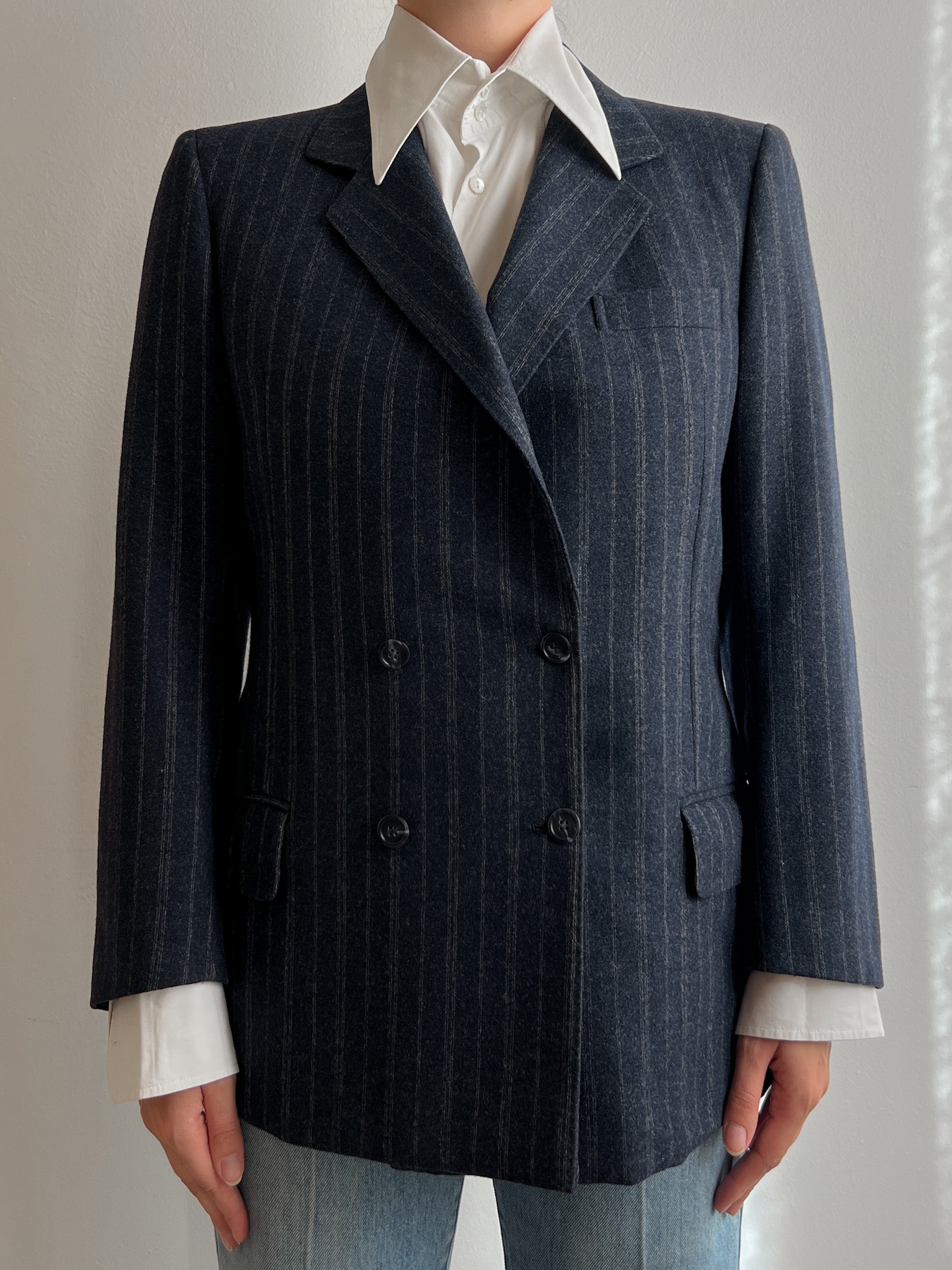 Pure wool blue pinstripe blazer