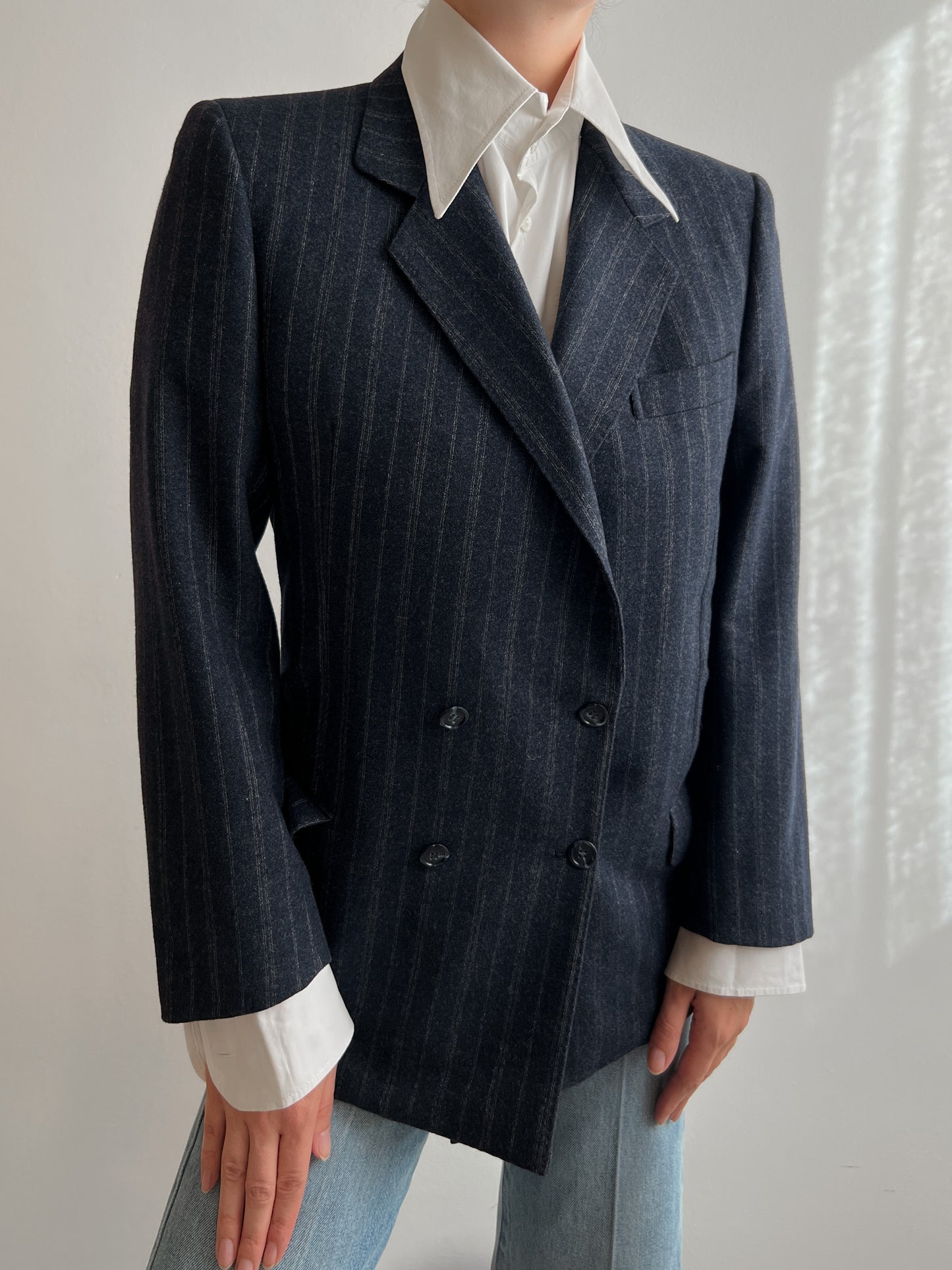 Pure wool blue pinstripe blazer