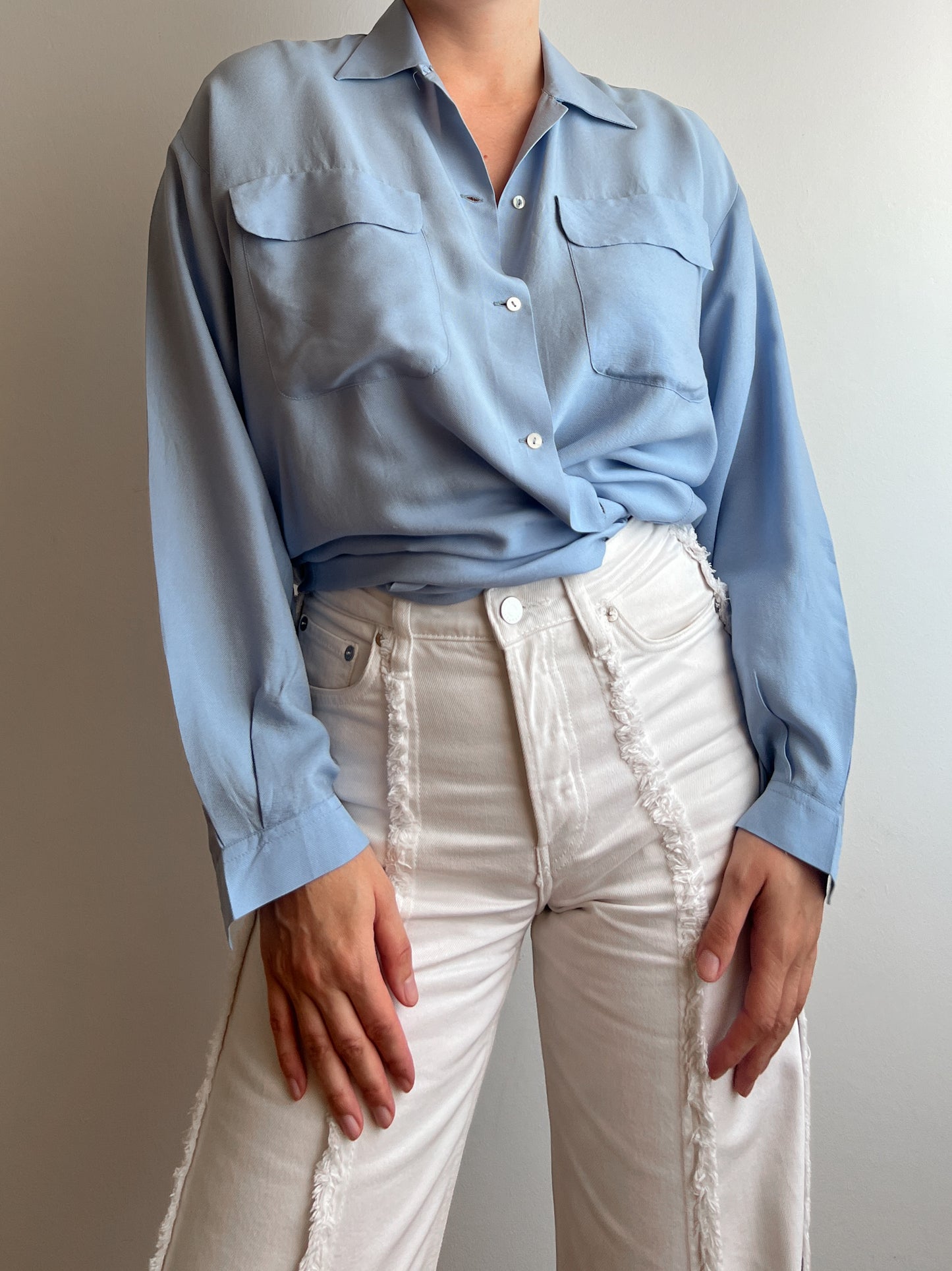 Pure silk blue shirt