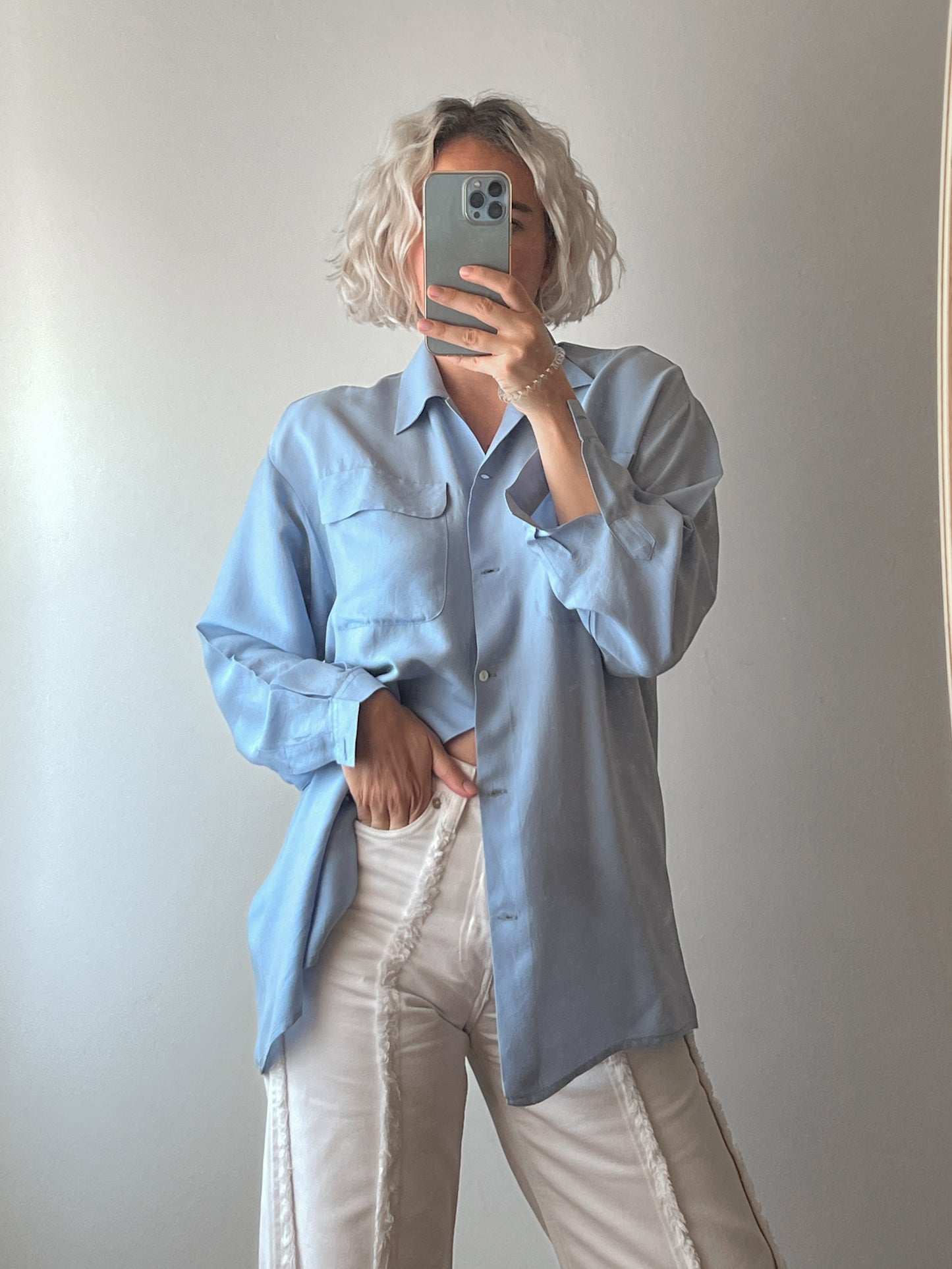 Pure silk blue shirt