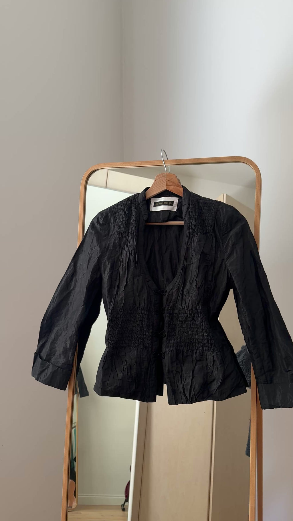 Blusa vintage con arricciature in vita in fibra sintetica e cotone