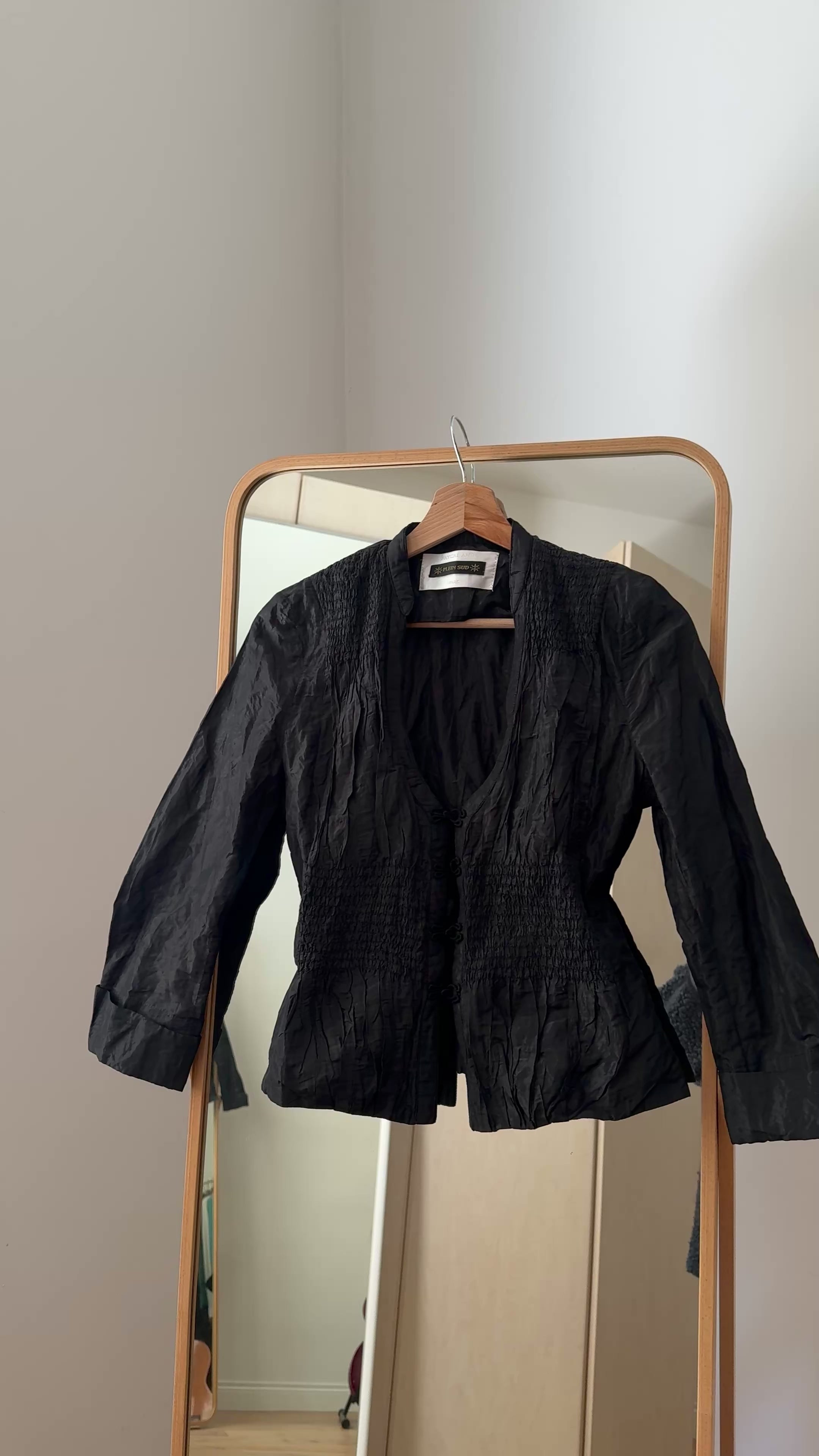 Blusa vintage con arricciature in vita in fibra sintetica e cotone