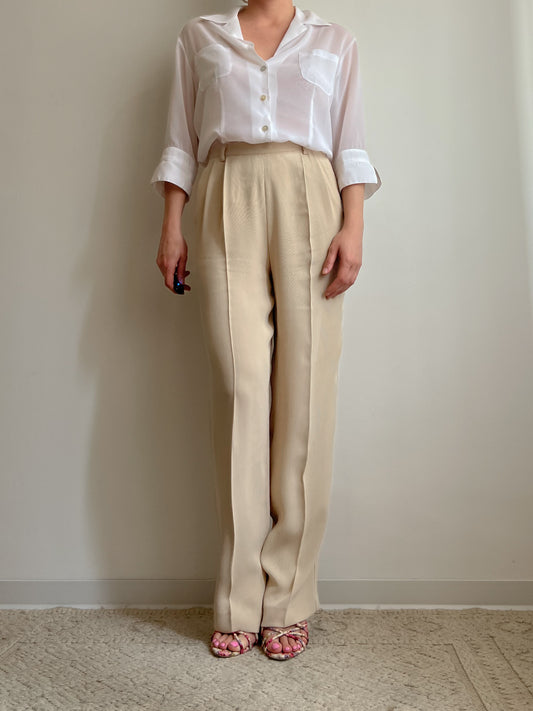 Pantaloni beige con pinces