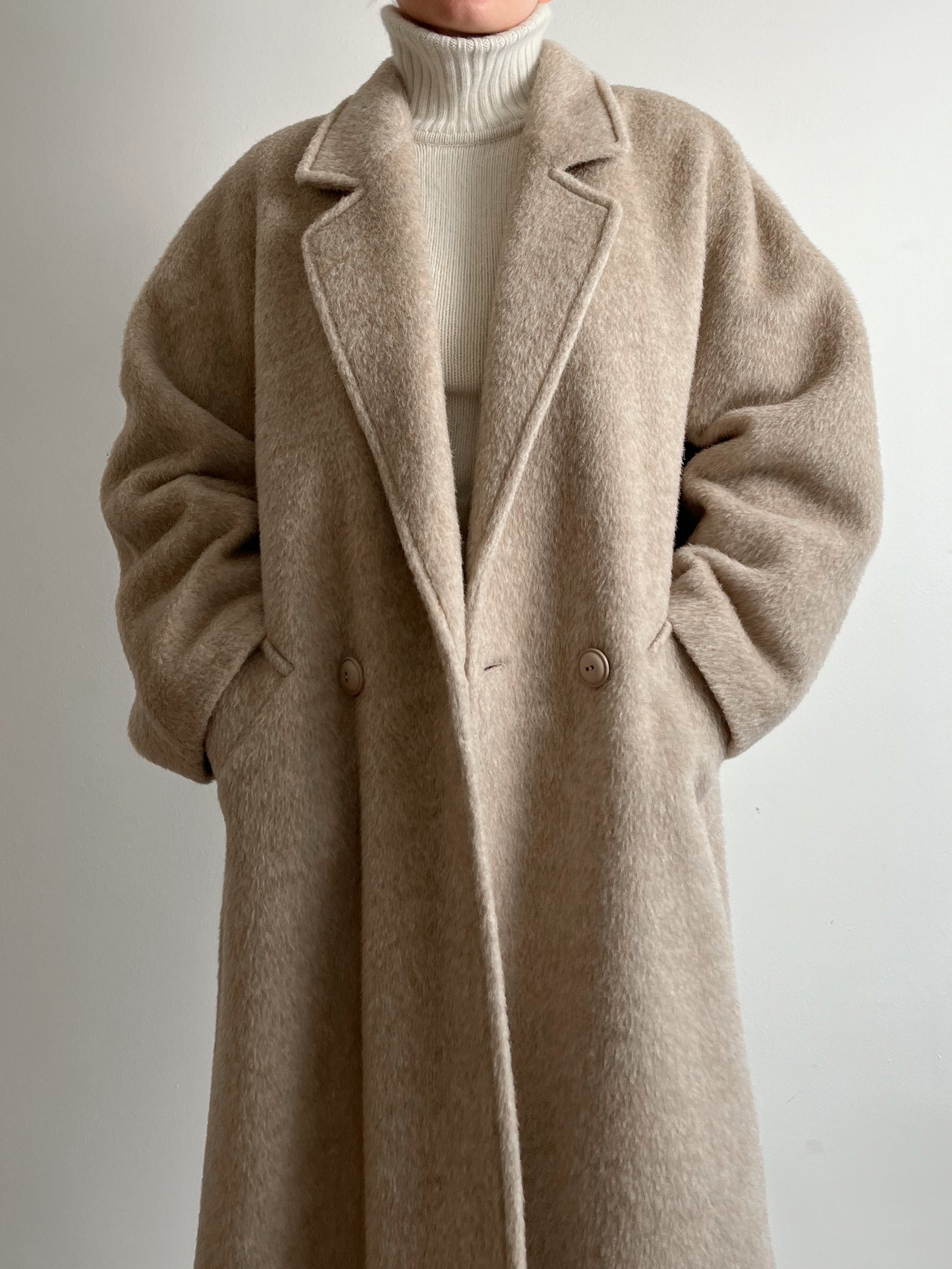 Wool, alpaca and mohair sand coat