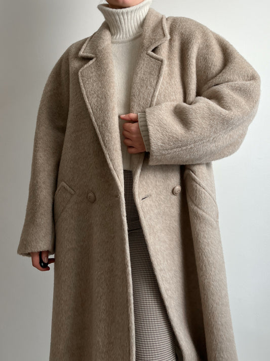 Wool, alpaca and mohair sand coat