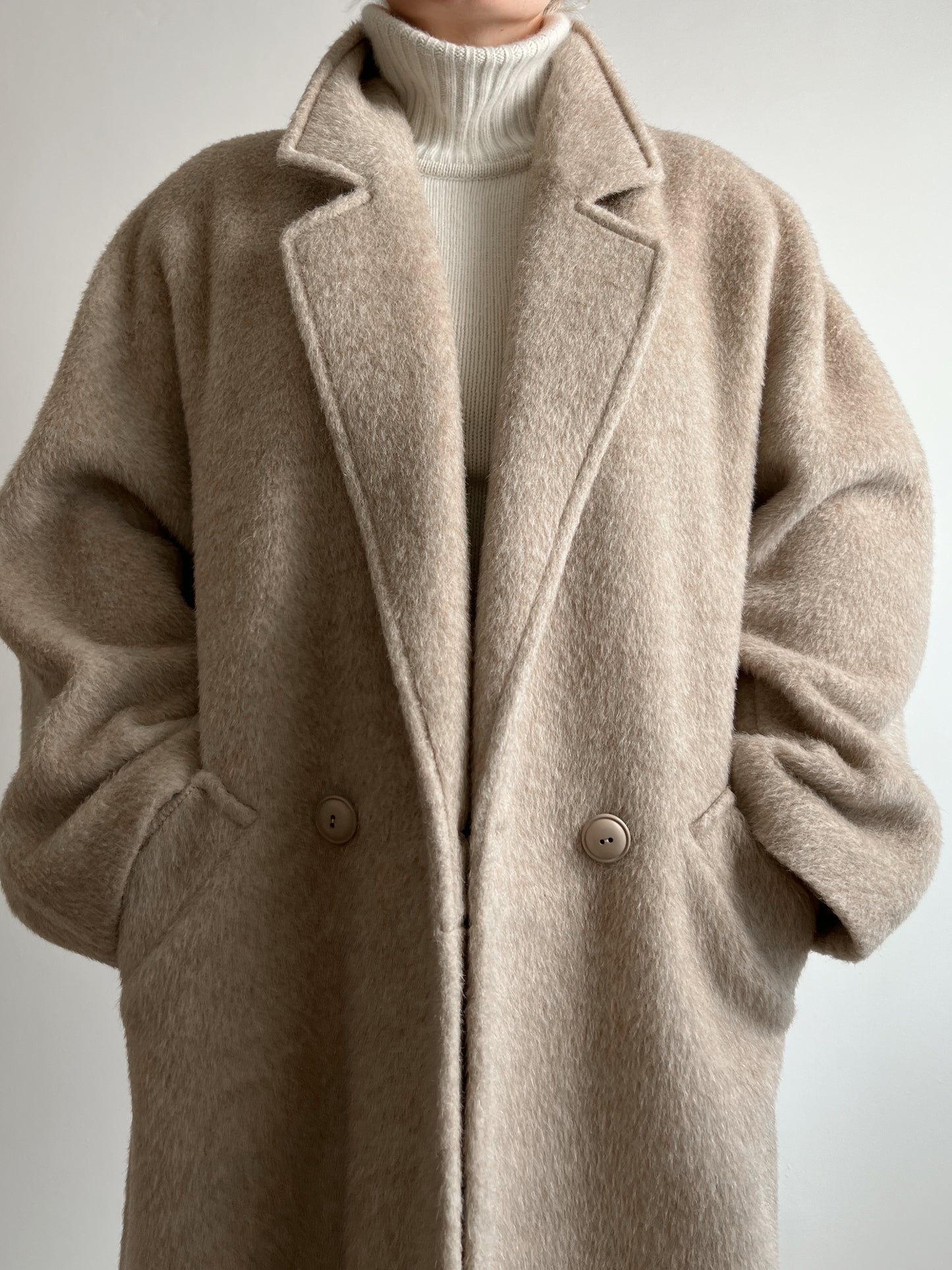 Wool, alpaca and mohair sand coat