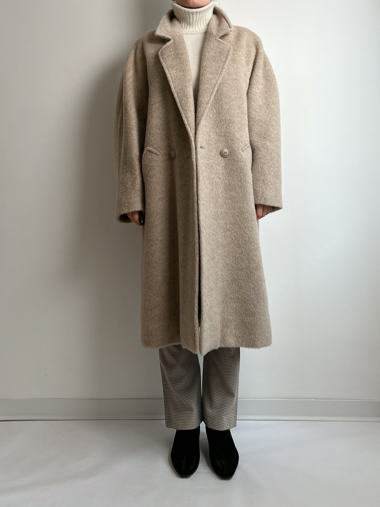 Wool, alpaca and mohair sand coat