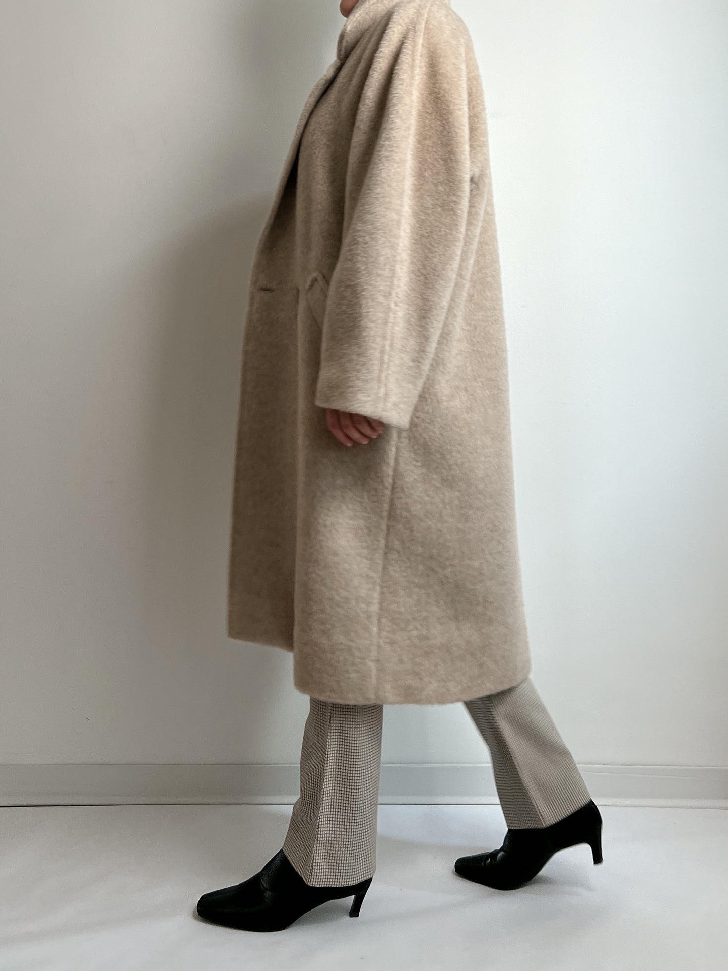 Wool, alpaca and mohair sand coat