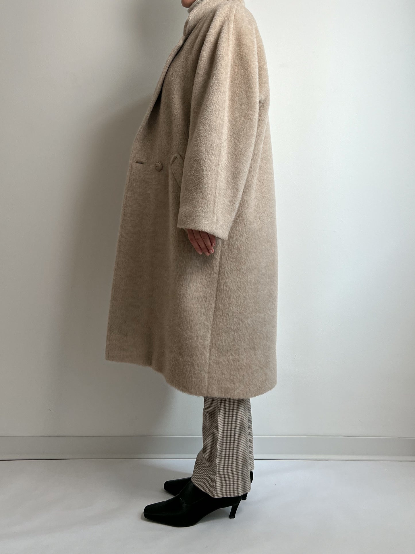 Wool, alpaca and mohair sand coat