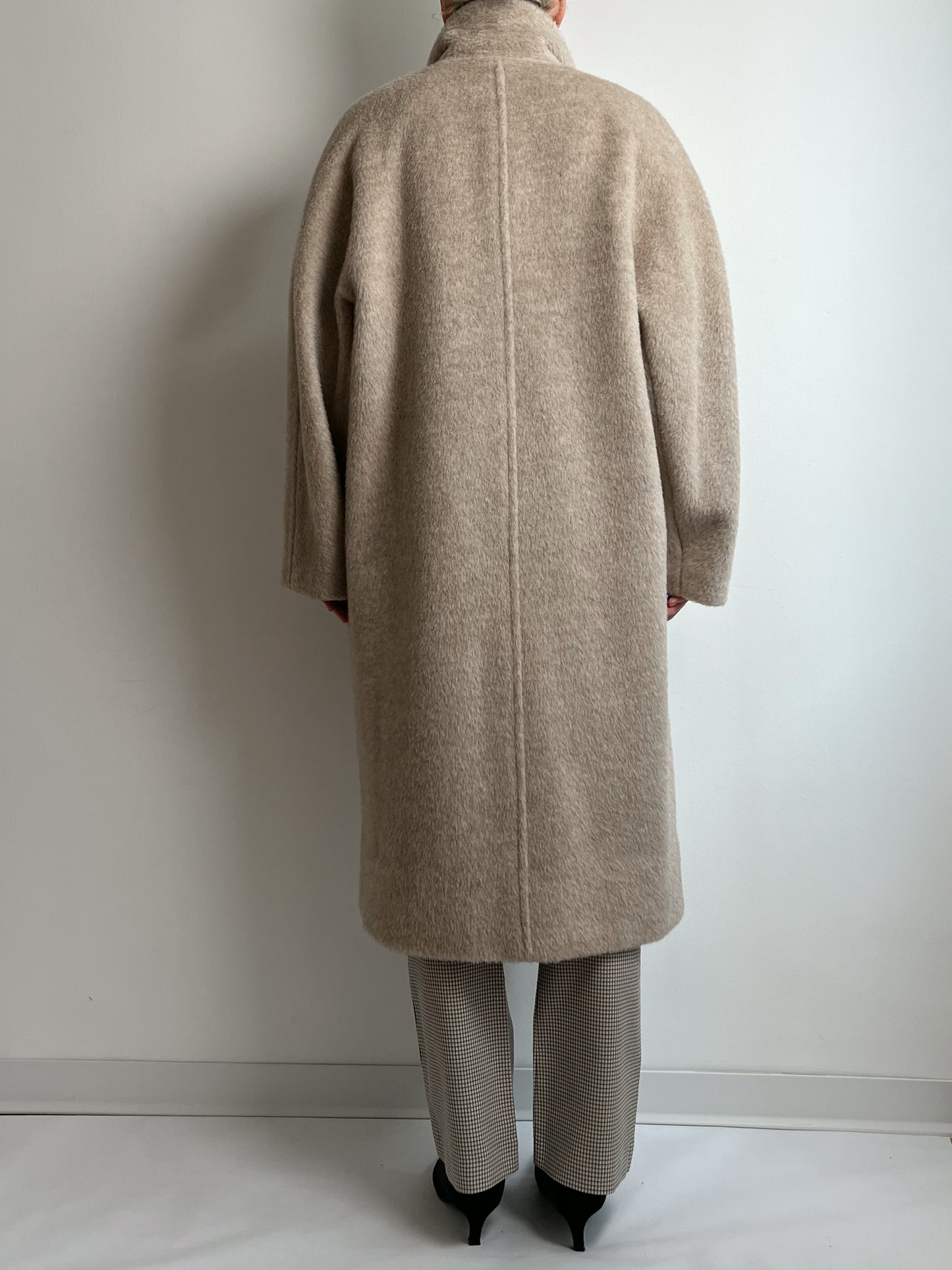 Wool, alpaca and mohair sand coat