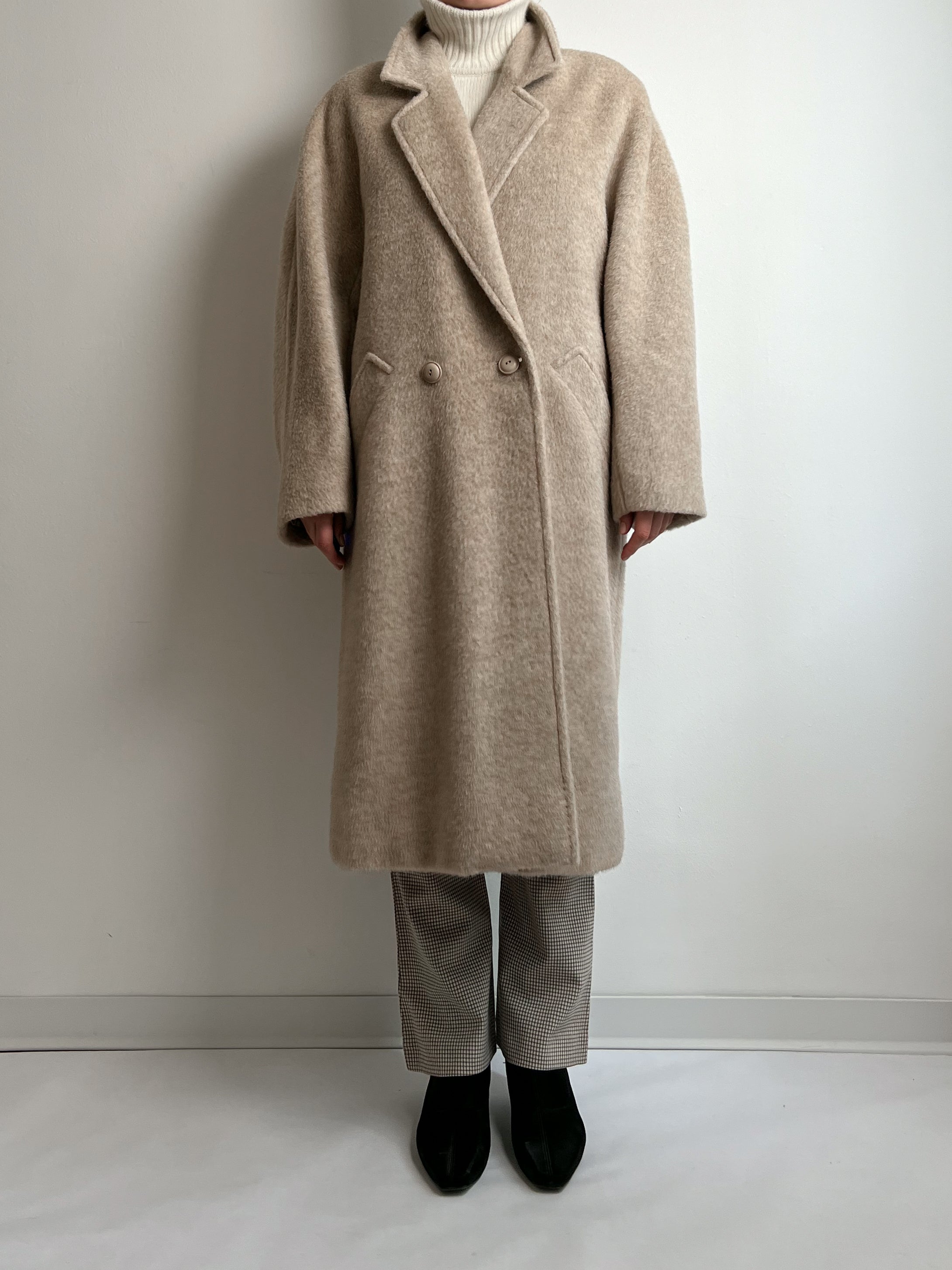 Wool, alpaca and mohair sand coat