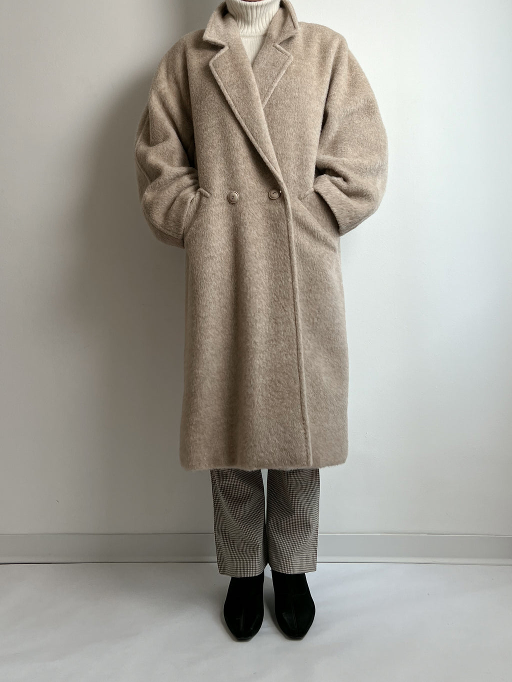Wool, alpaca and mohair sand coat