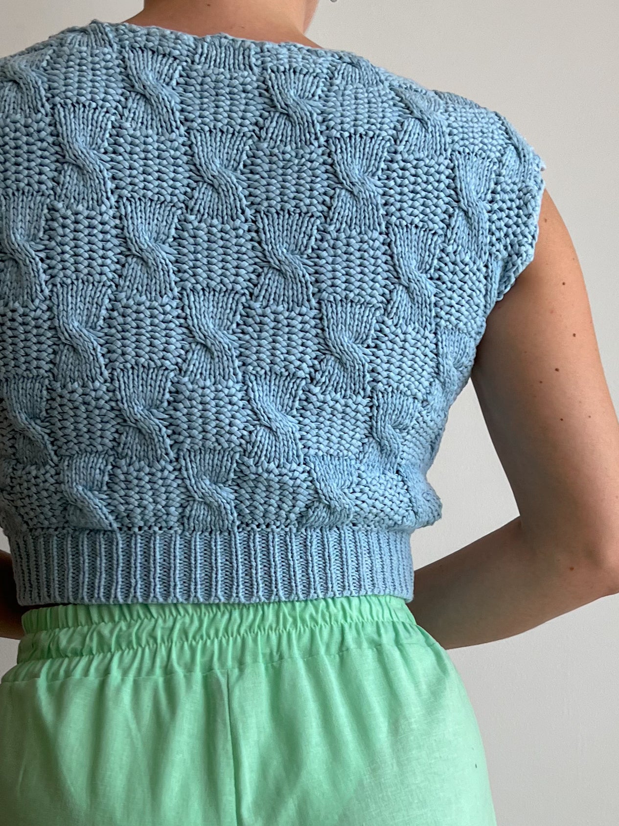 Crop top azzurro in cotone