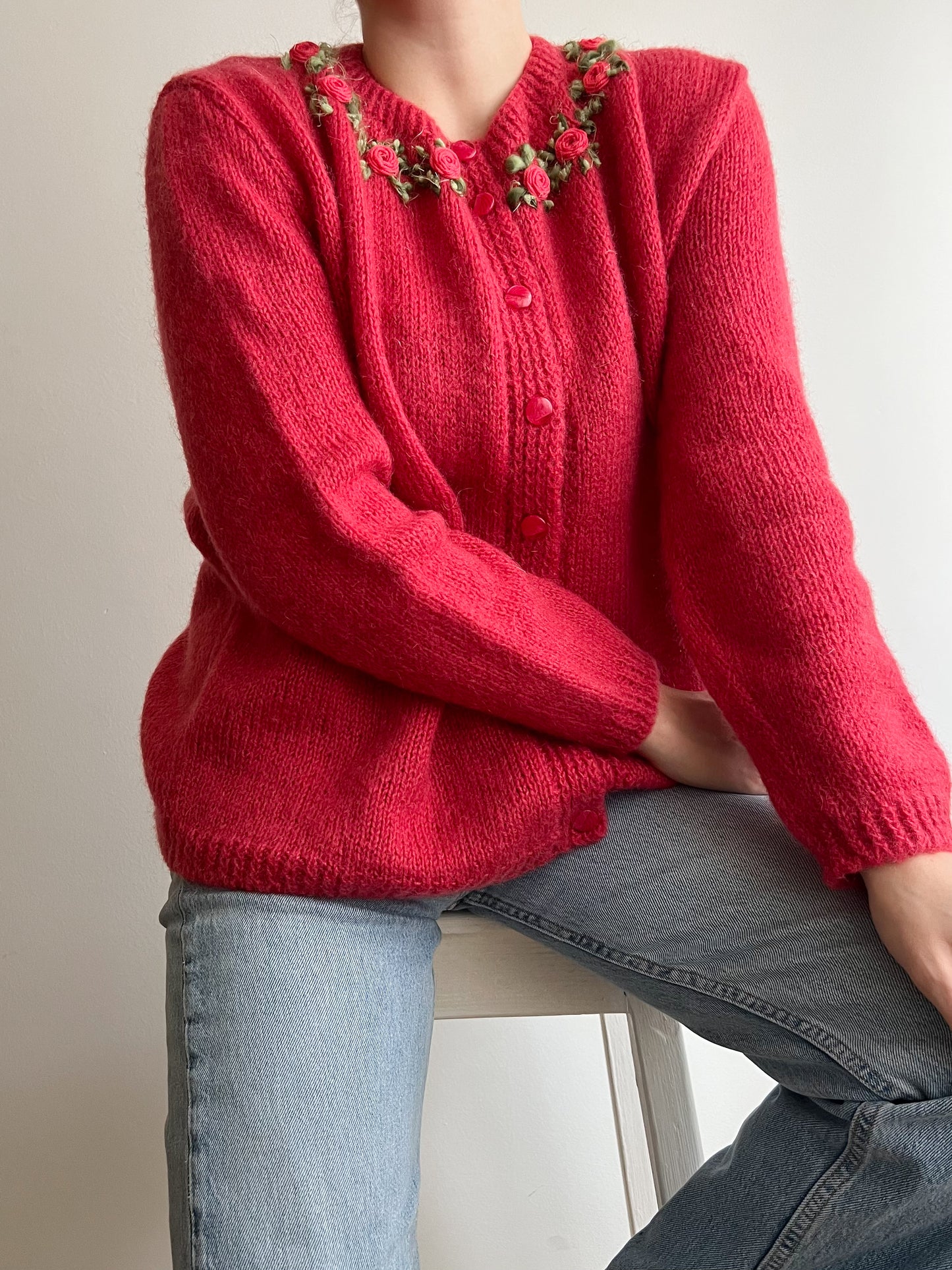 Cardigan in mohair ricamato