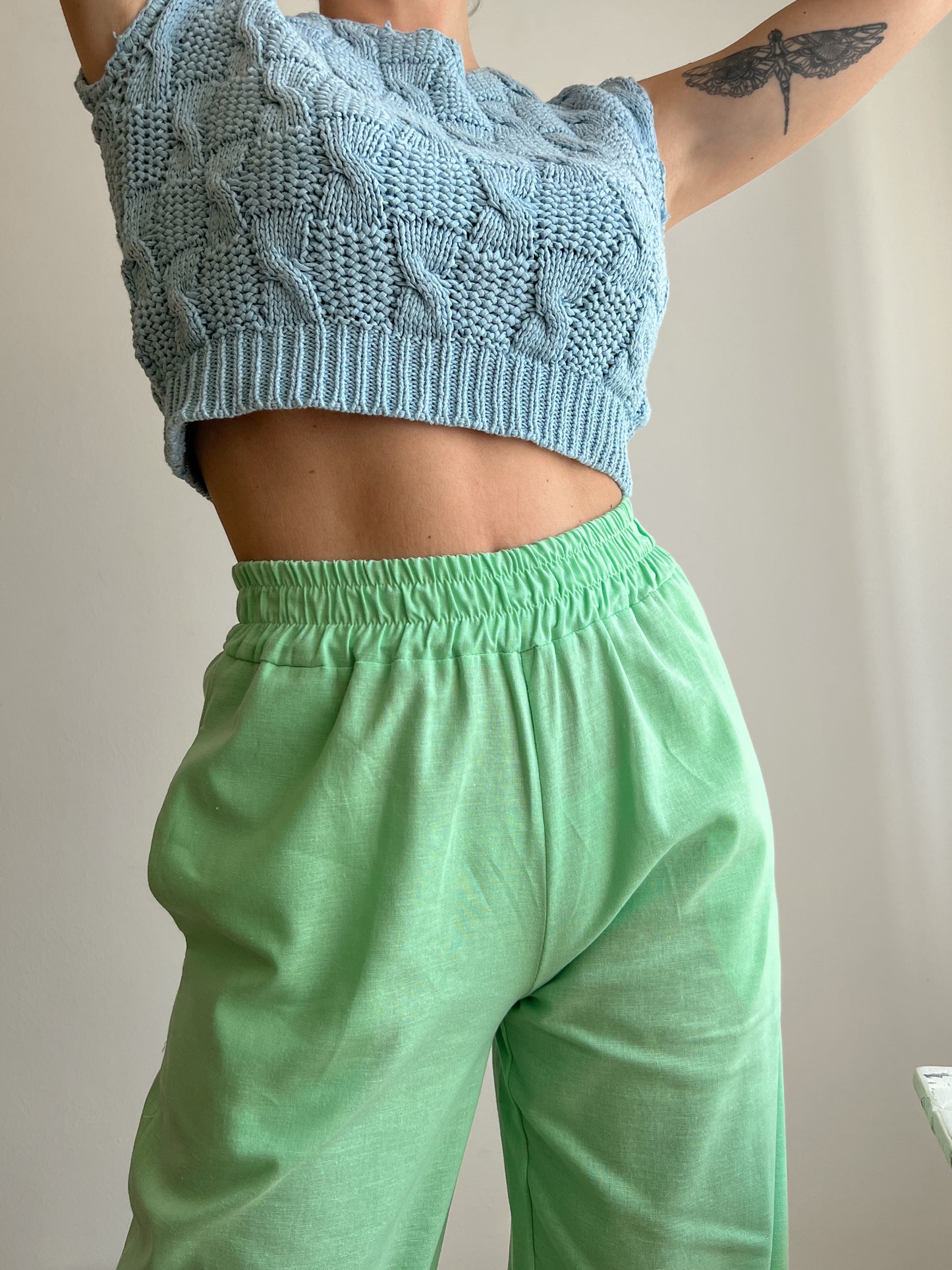 Crop top azzurro in cotone