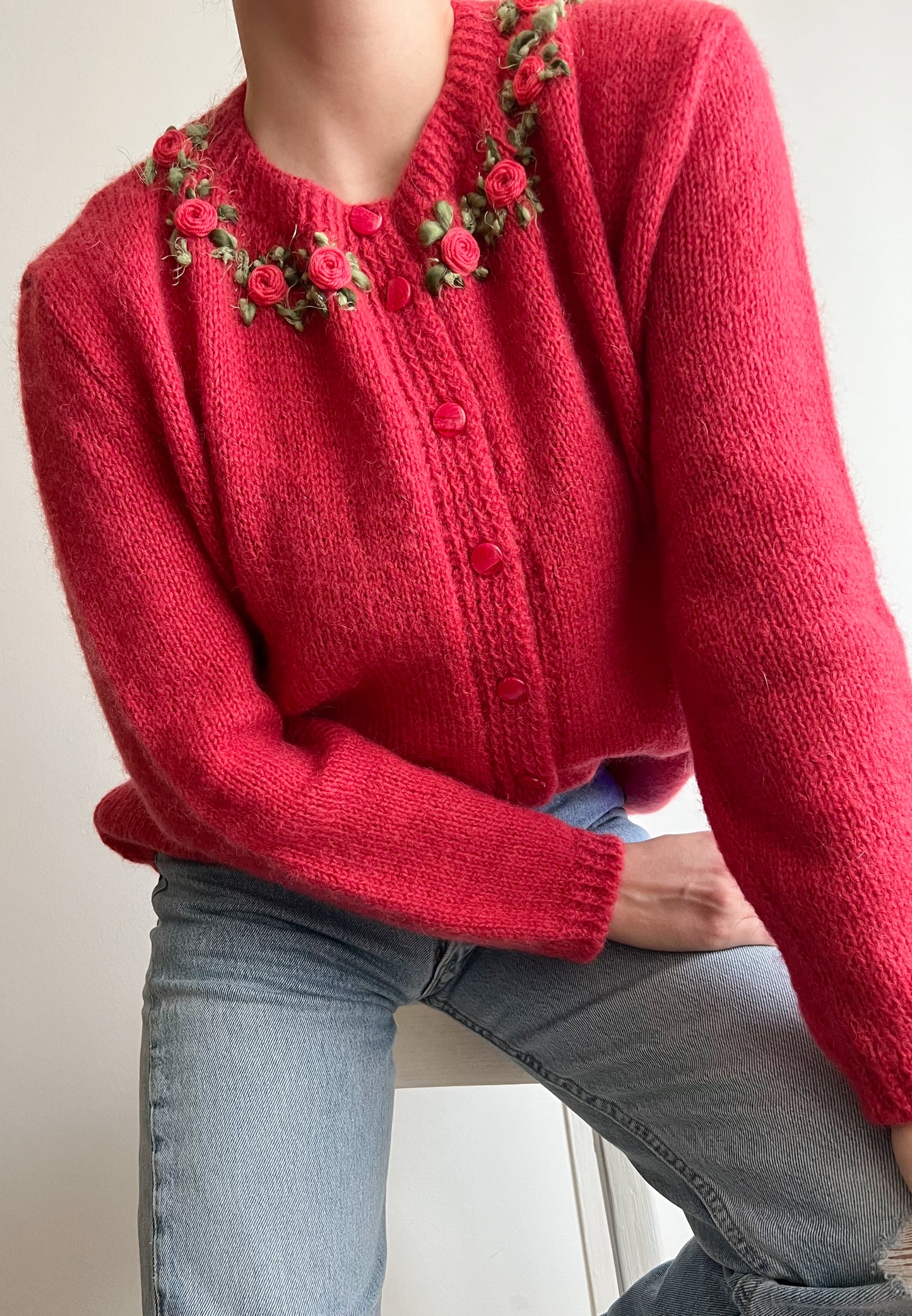 Cardigan in mohair ricamato