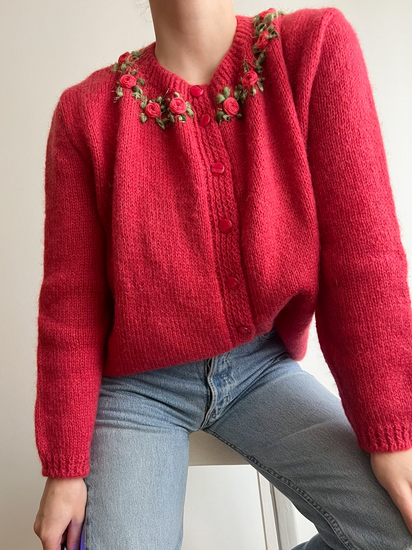 Cardigan in mohair ricamato