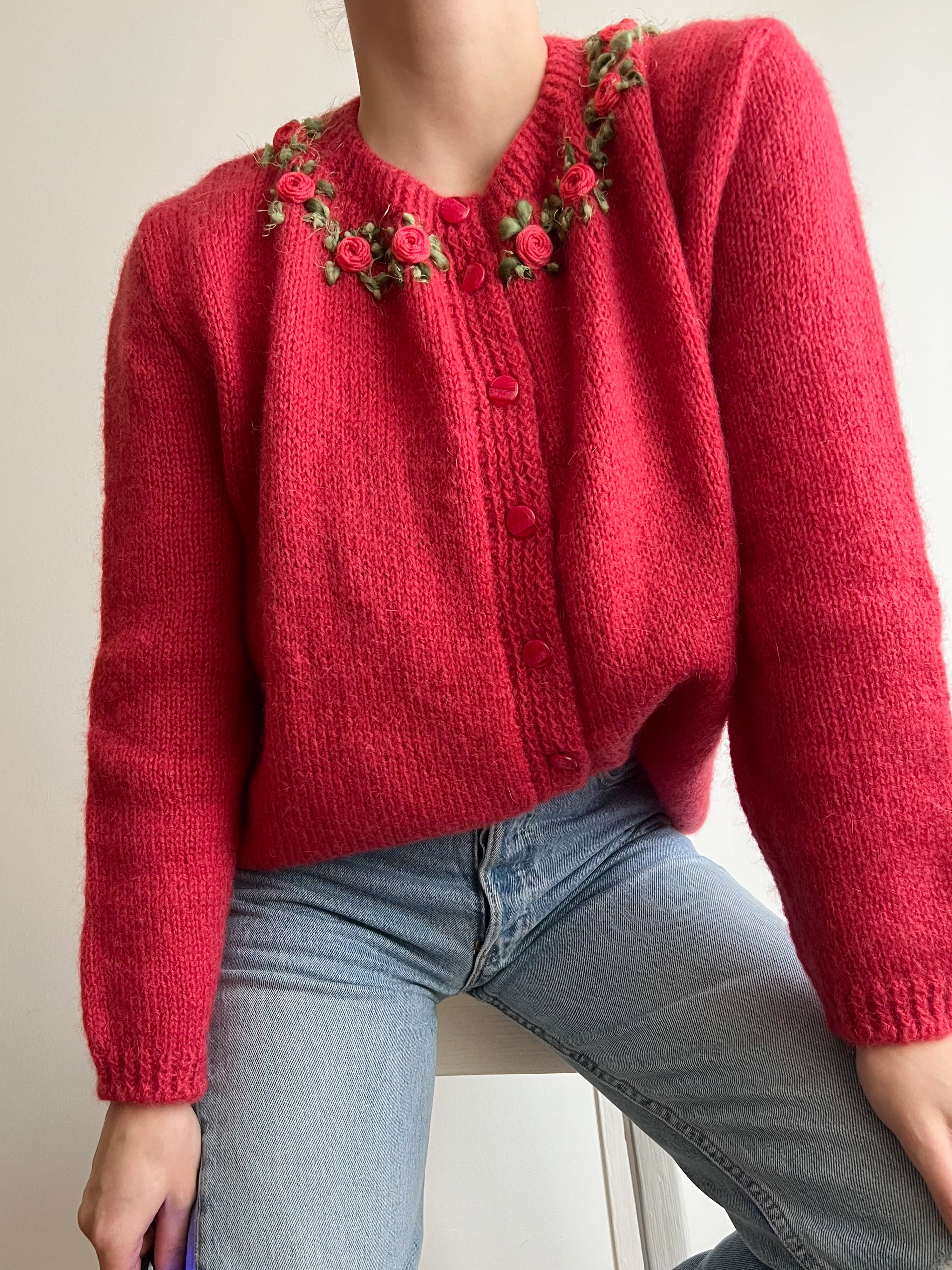 Cardigan in mohair ricamato