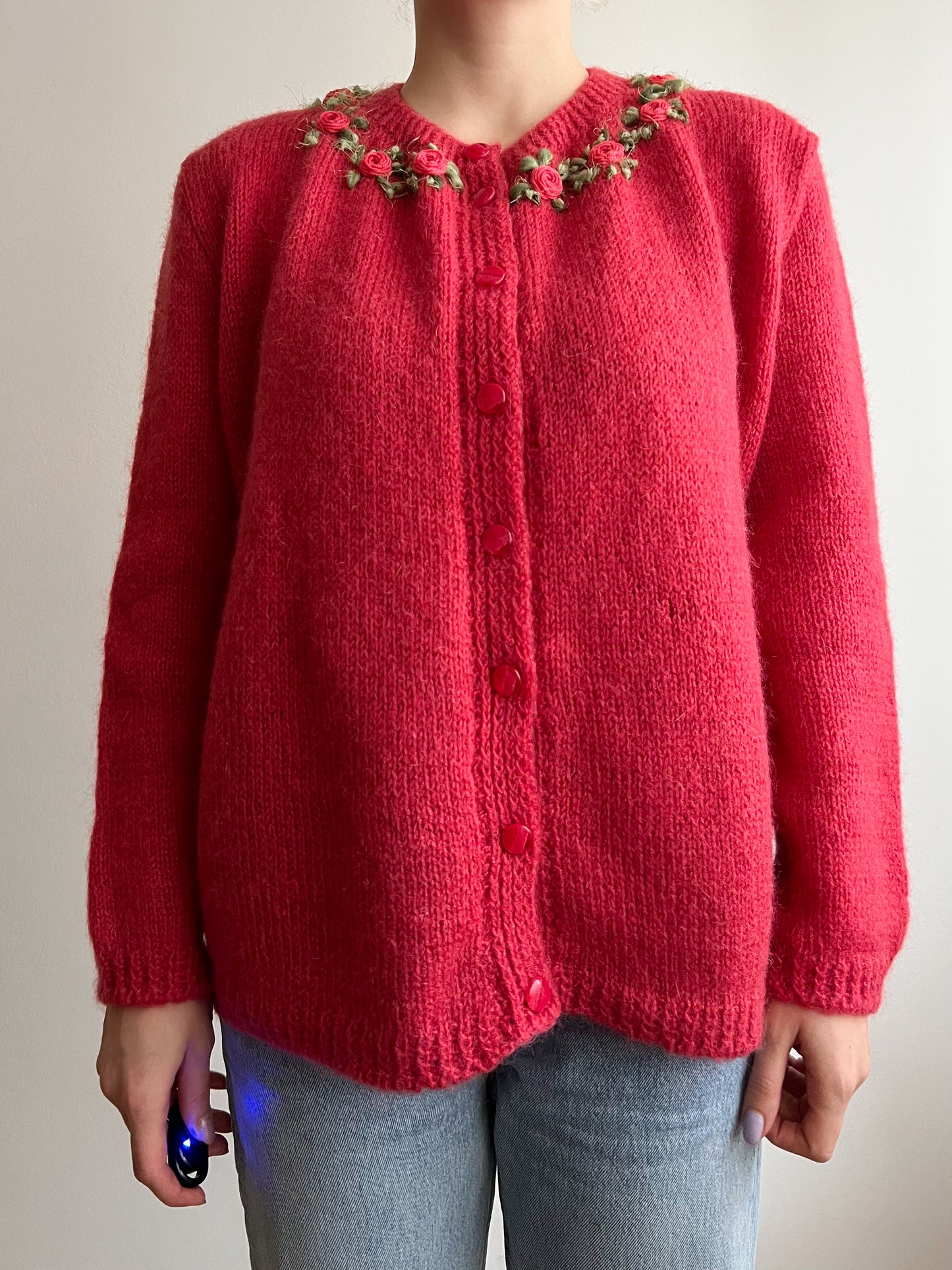 Cardigan in mohair ricamato