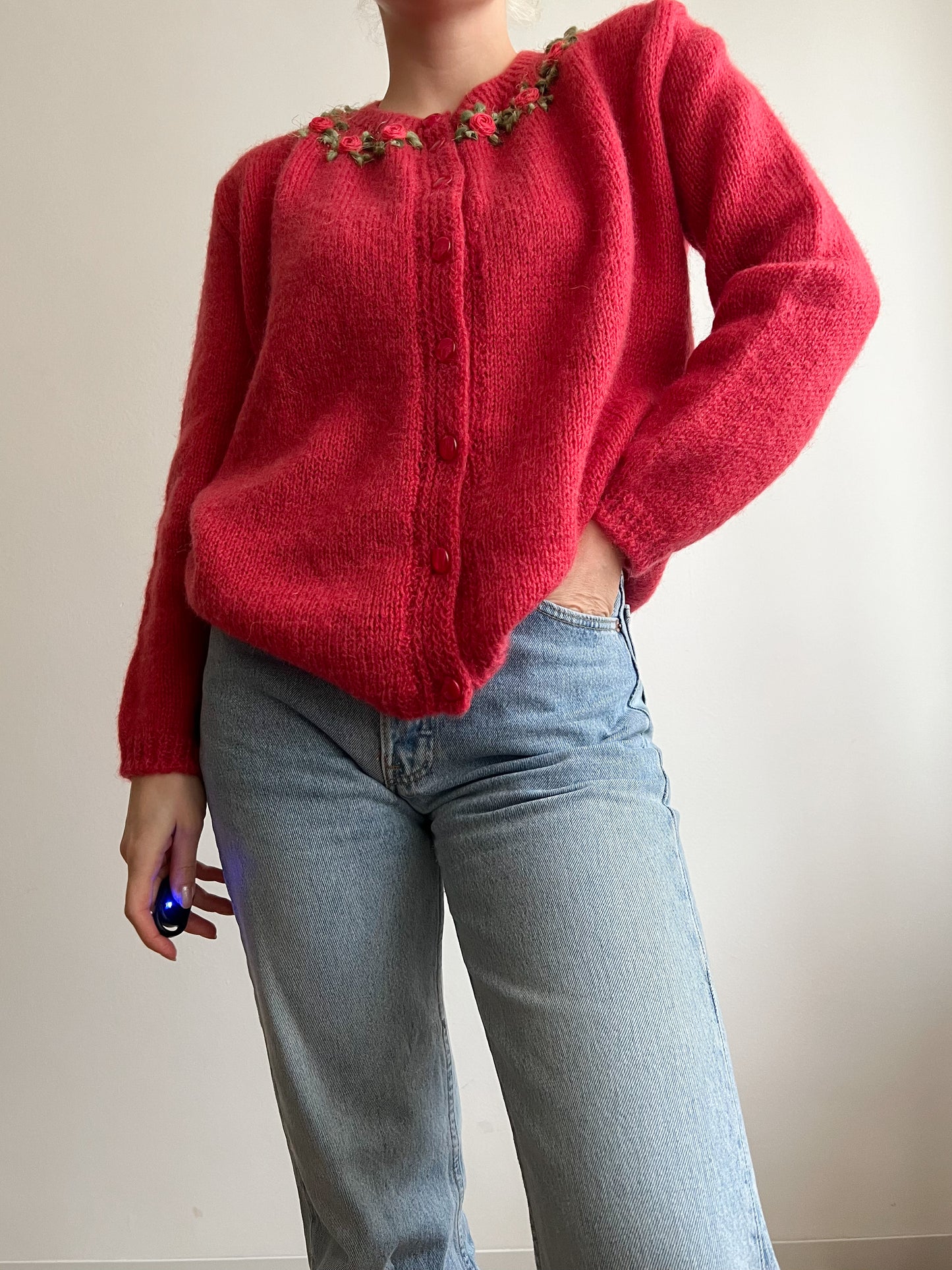 Cardigan in mohair ricamato