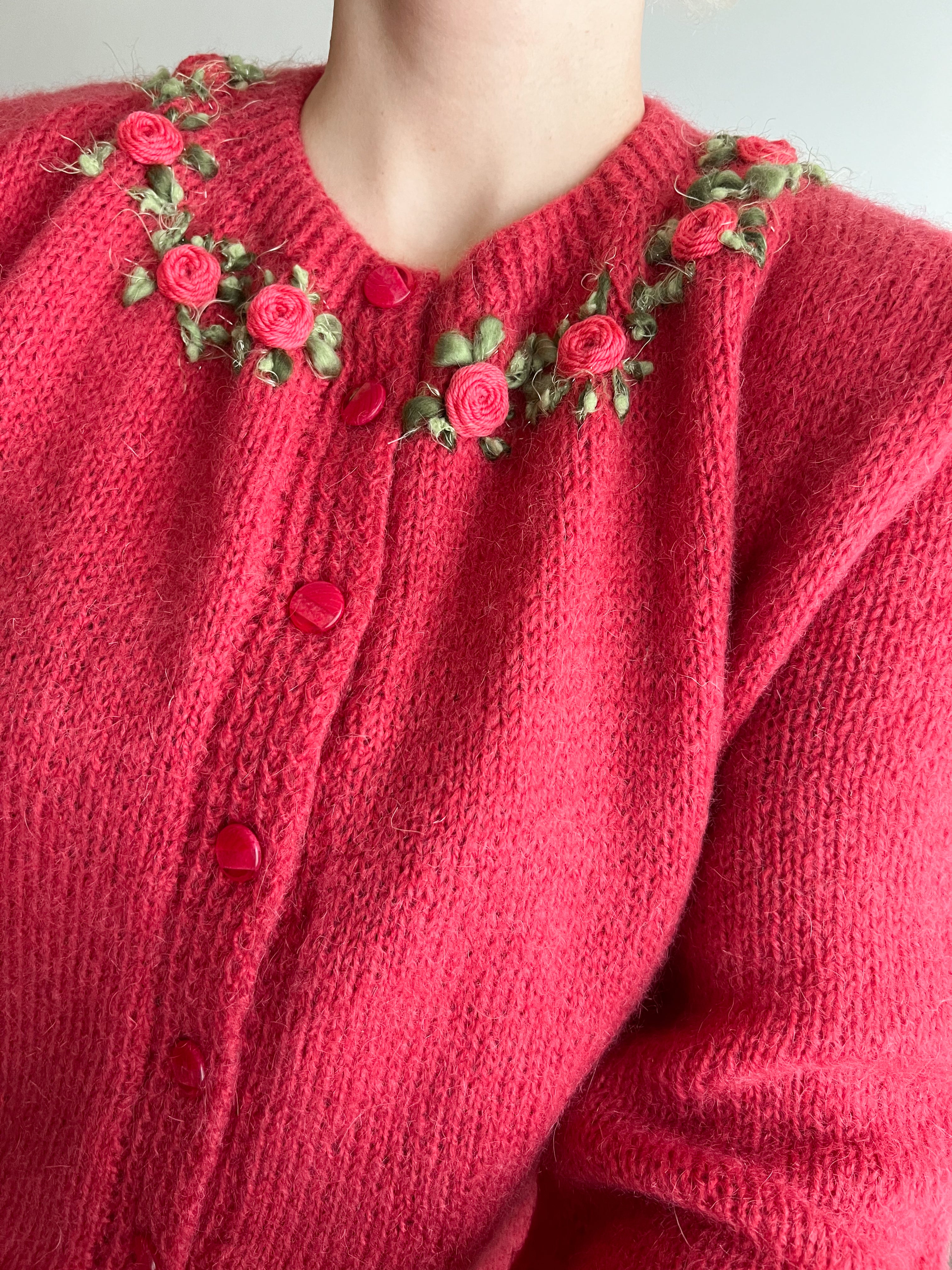 Cardigan in mohair ricamato
