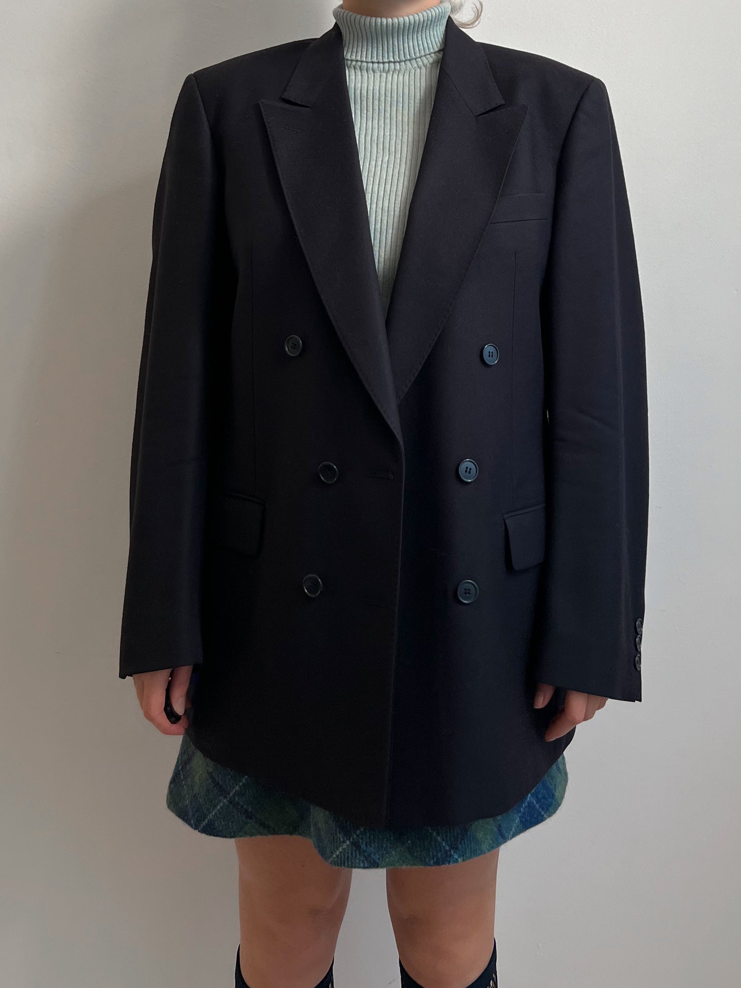 Pure wool tailored double breast blue blazer