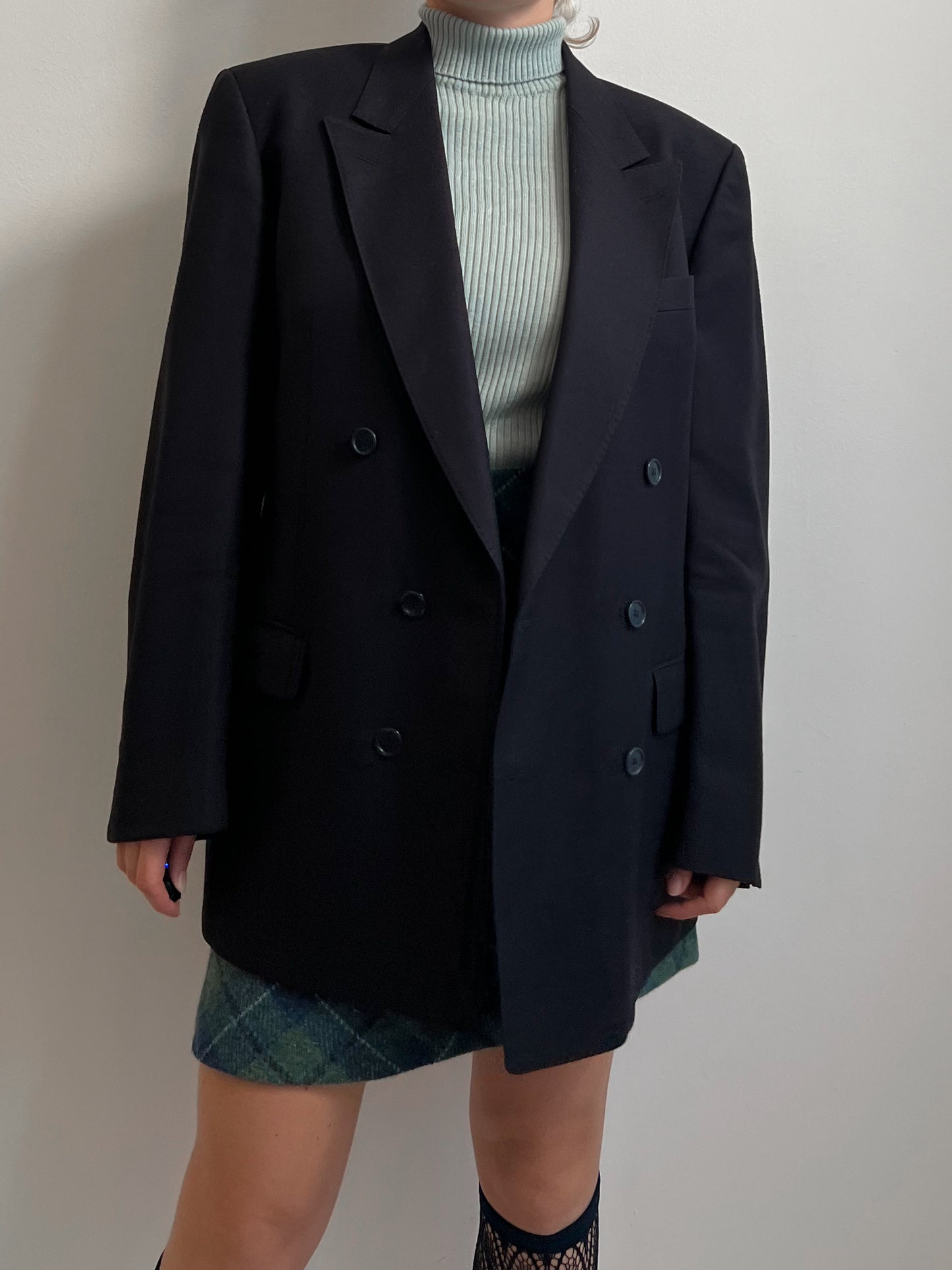 Pure wool tailored double breast blue blazer