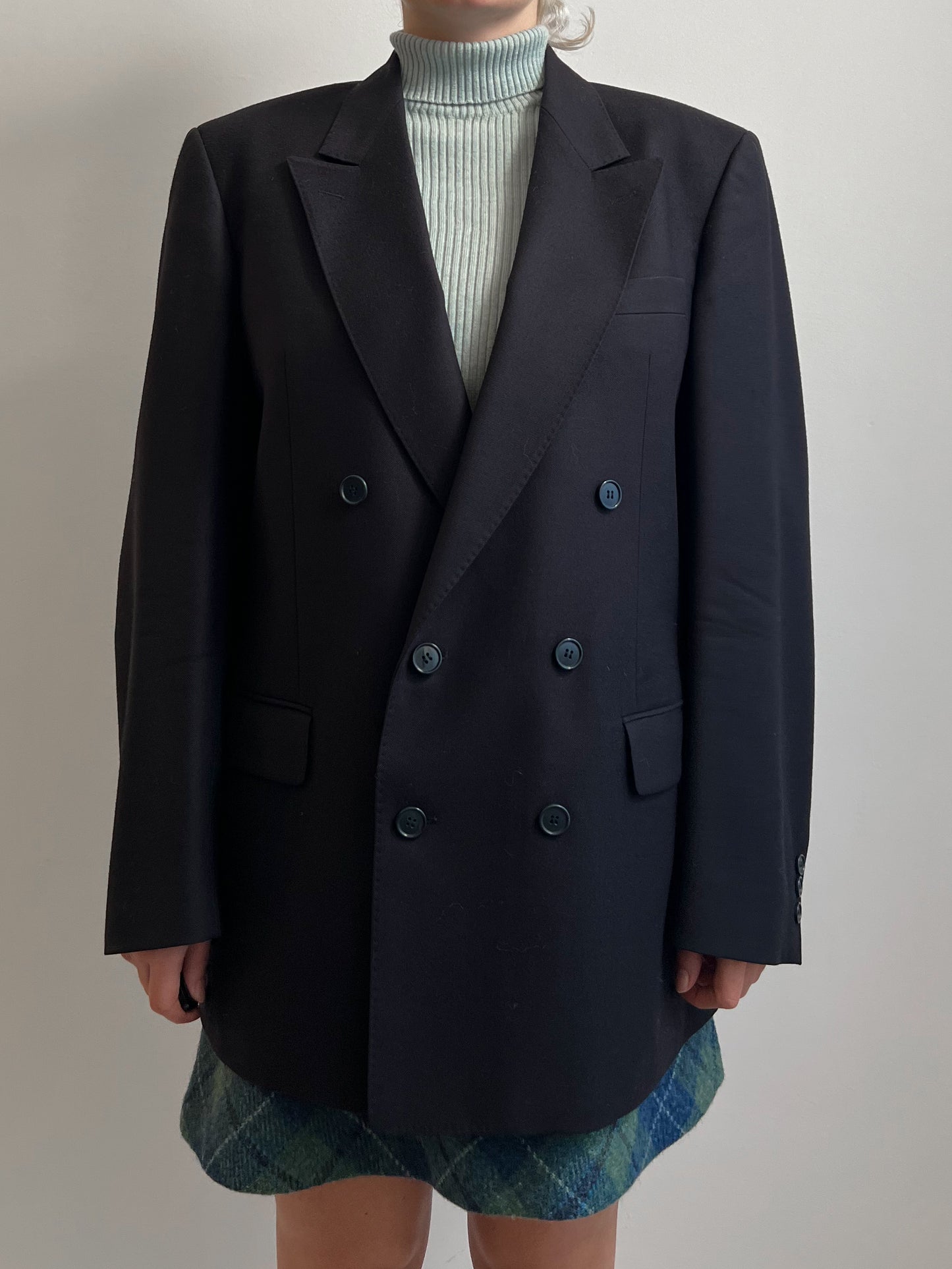 Pure wool tailored double breast blue blazer