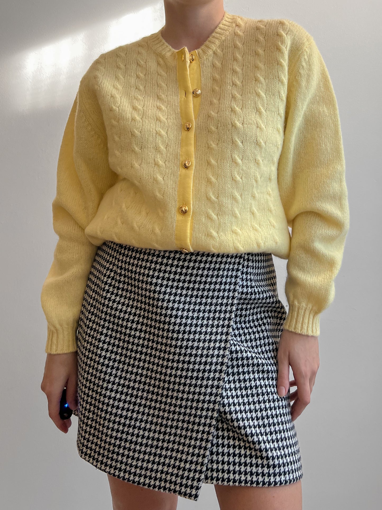 Pure virgin wool yellow cardigan