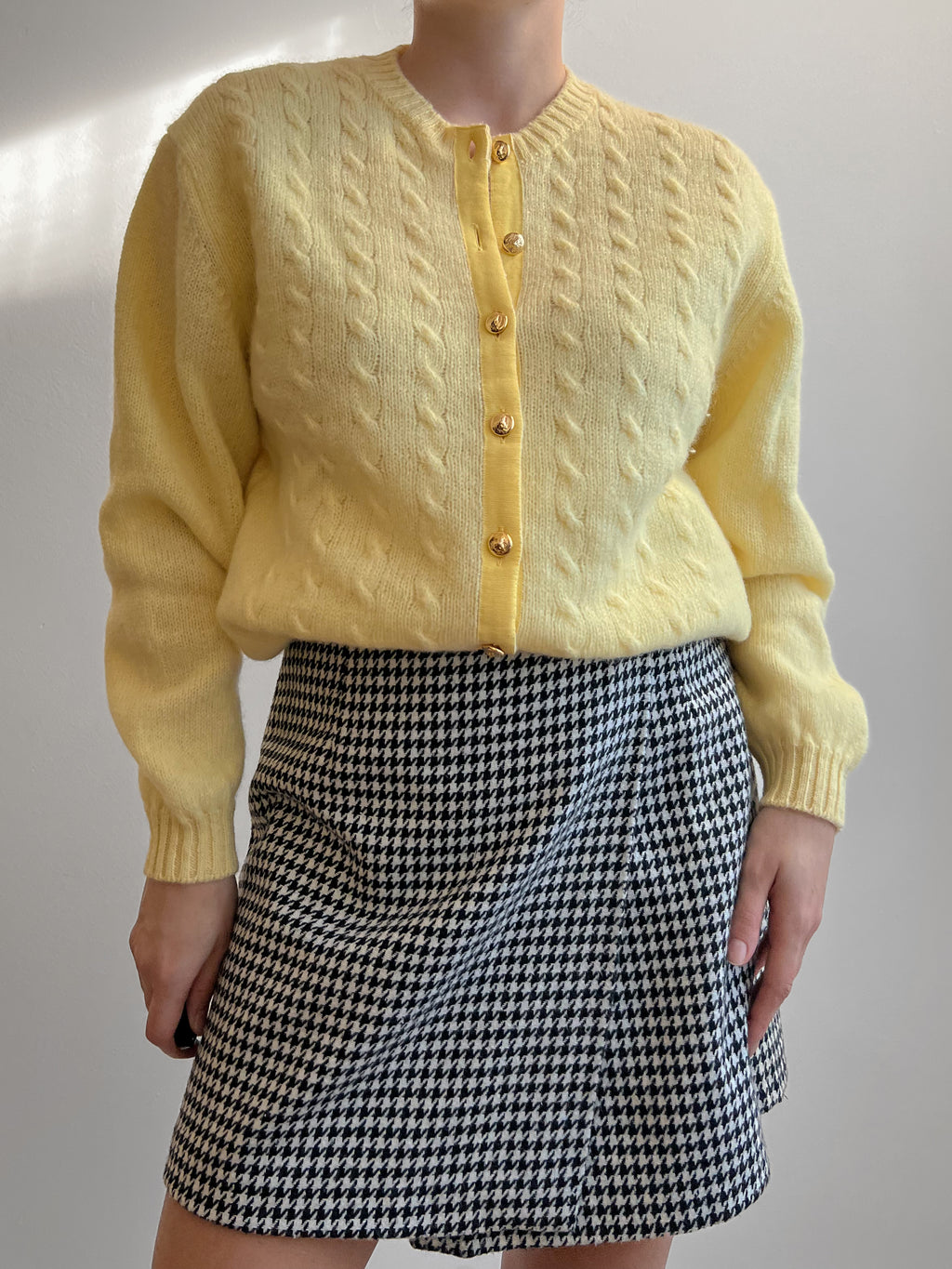 Pure virgin wool yellow cardigan