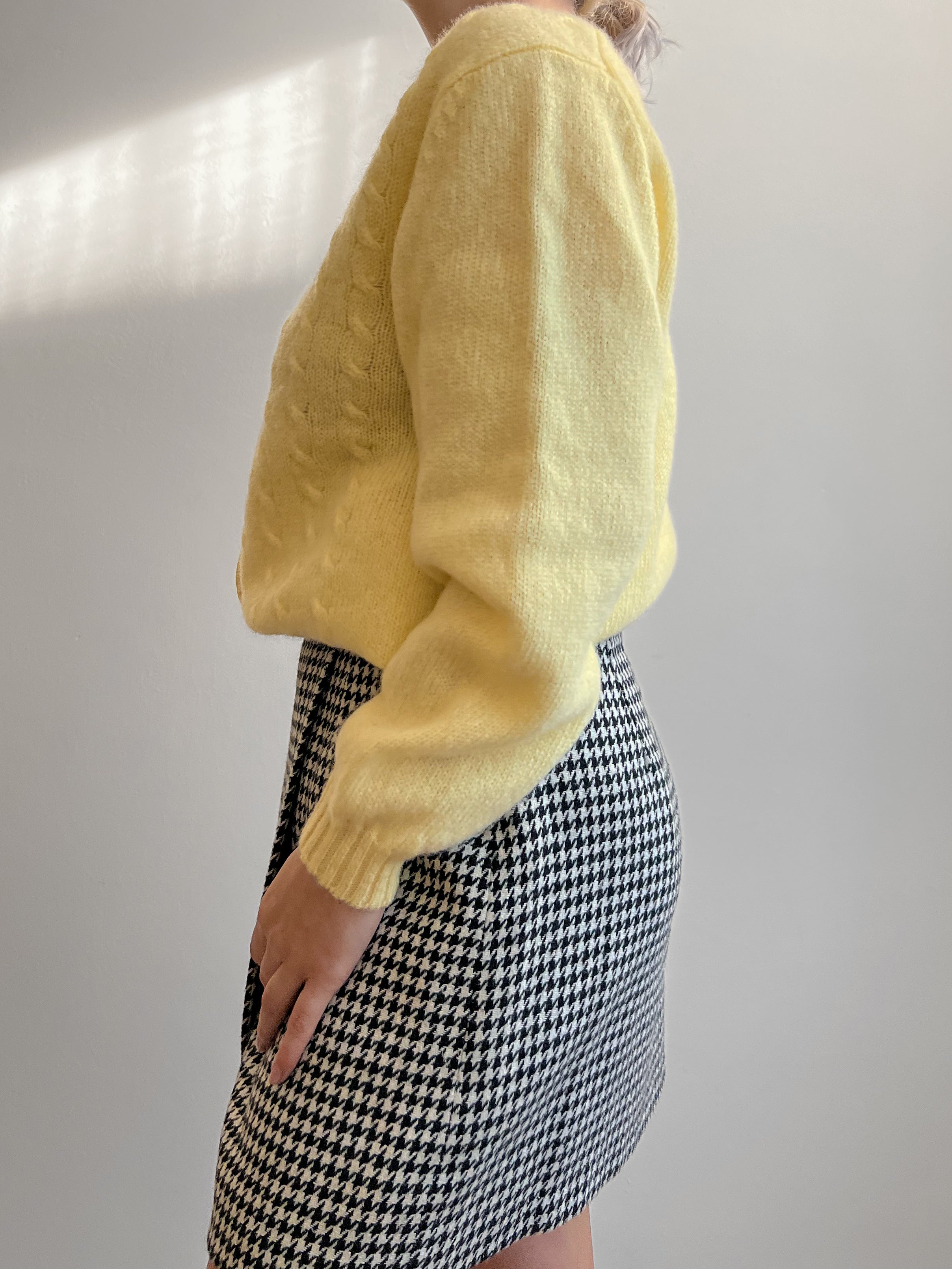 Pure virgin wool yellow cardigan
