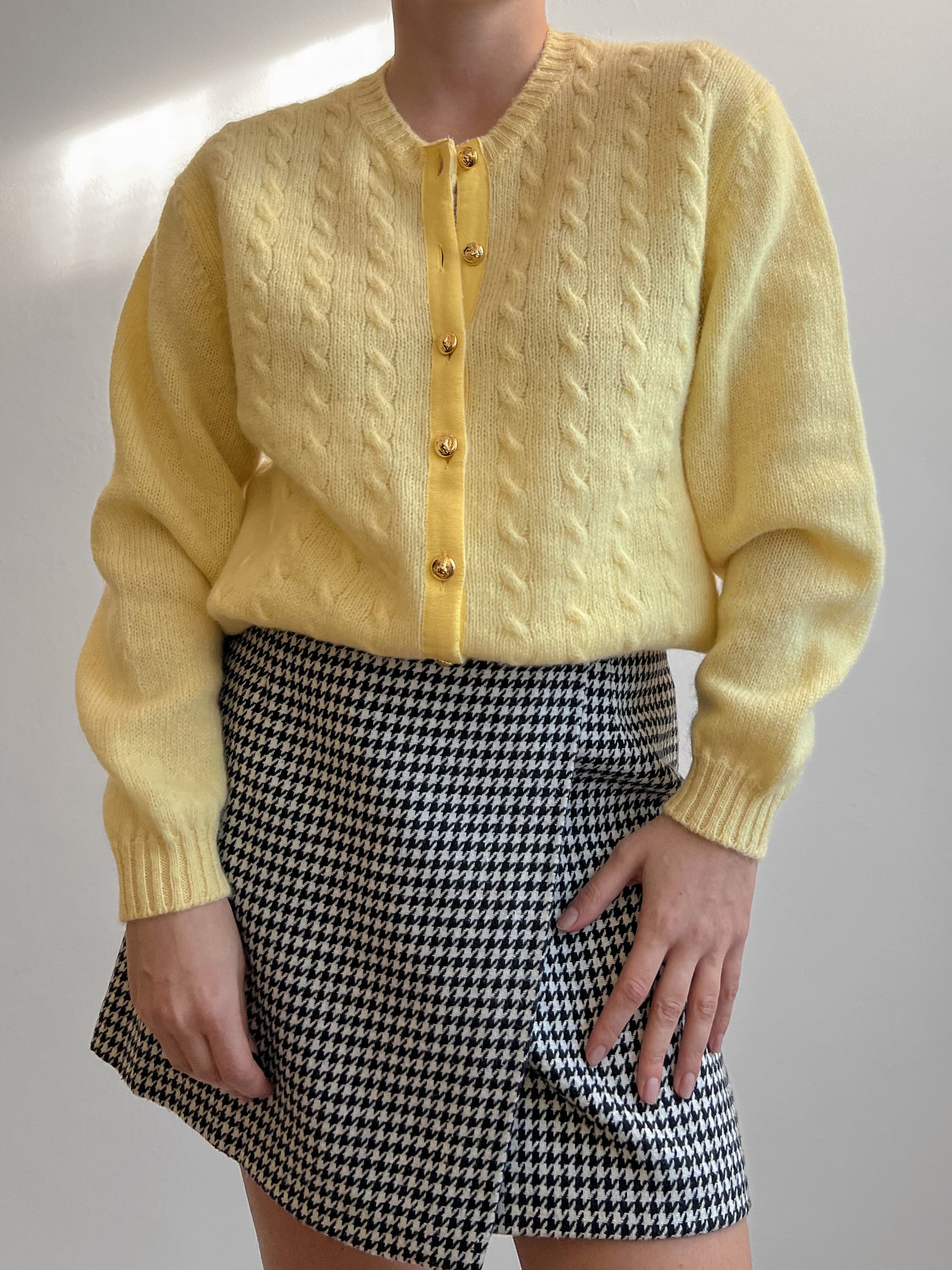 Pure virgin wool yellow cardigan