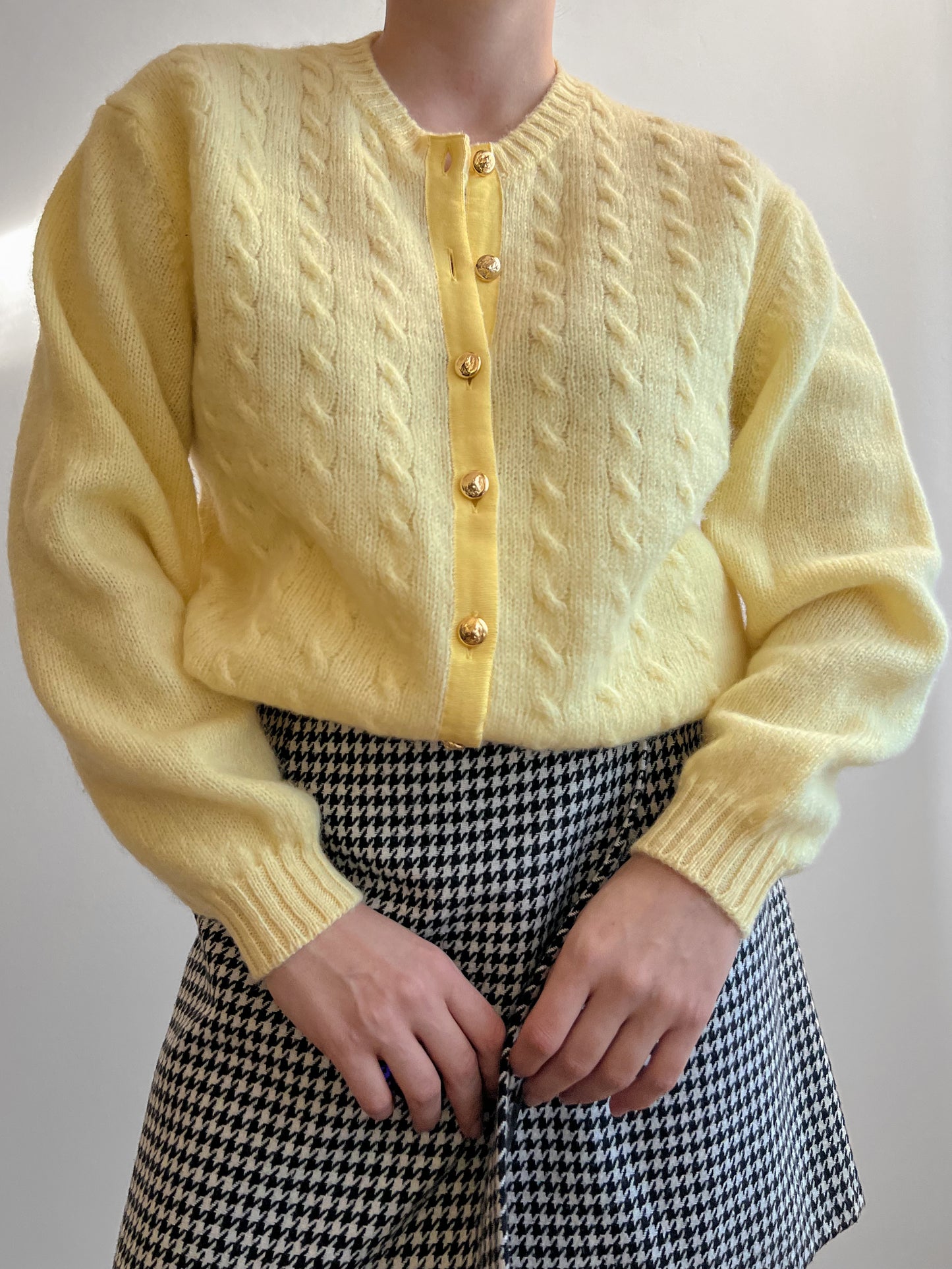 Pure virgin wool yellow cardigan