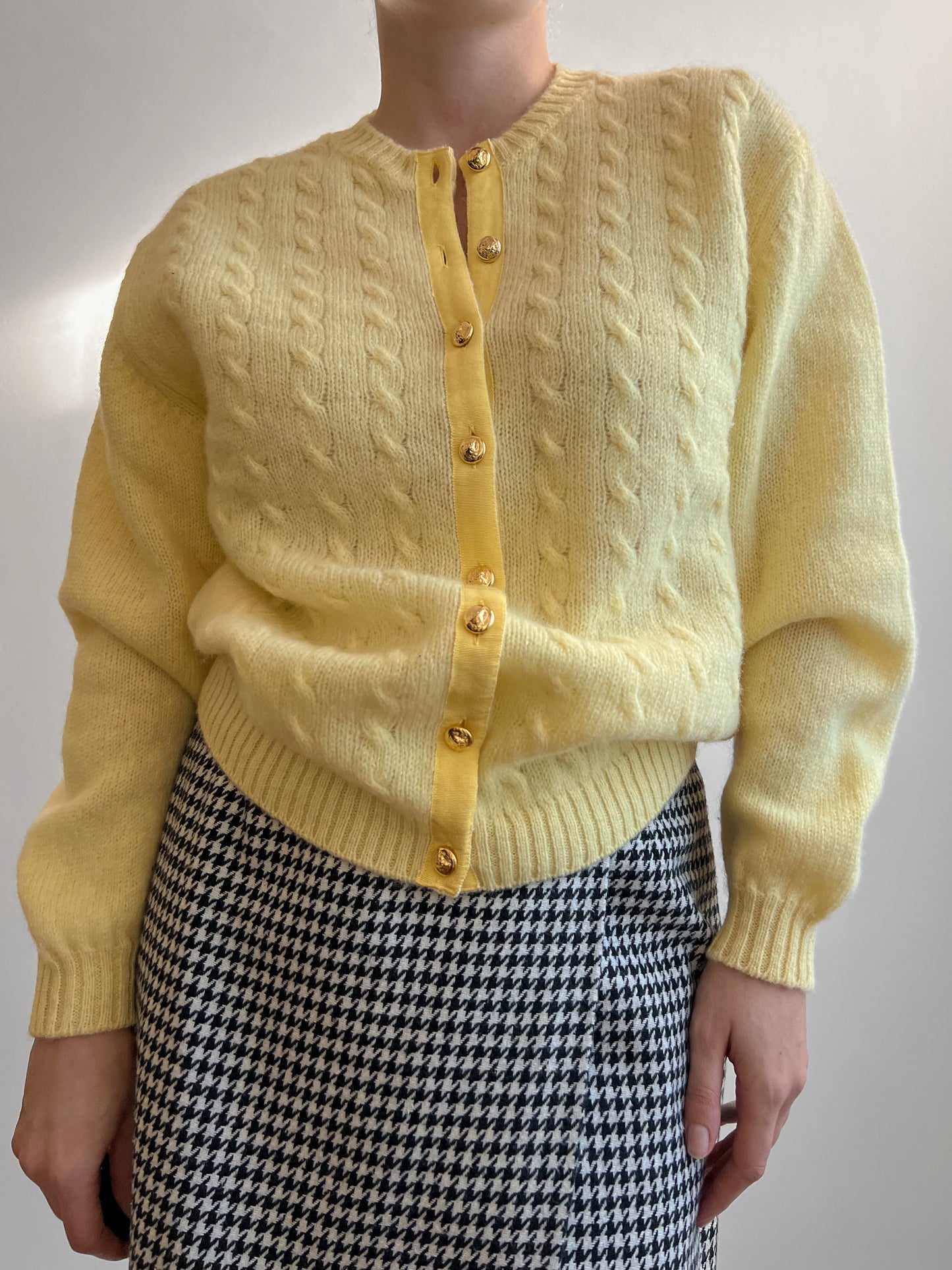 Pure virgin wool yellow cardigan