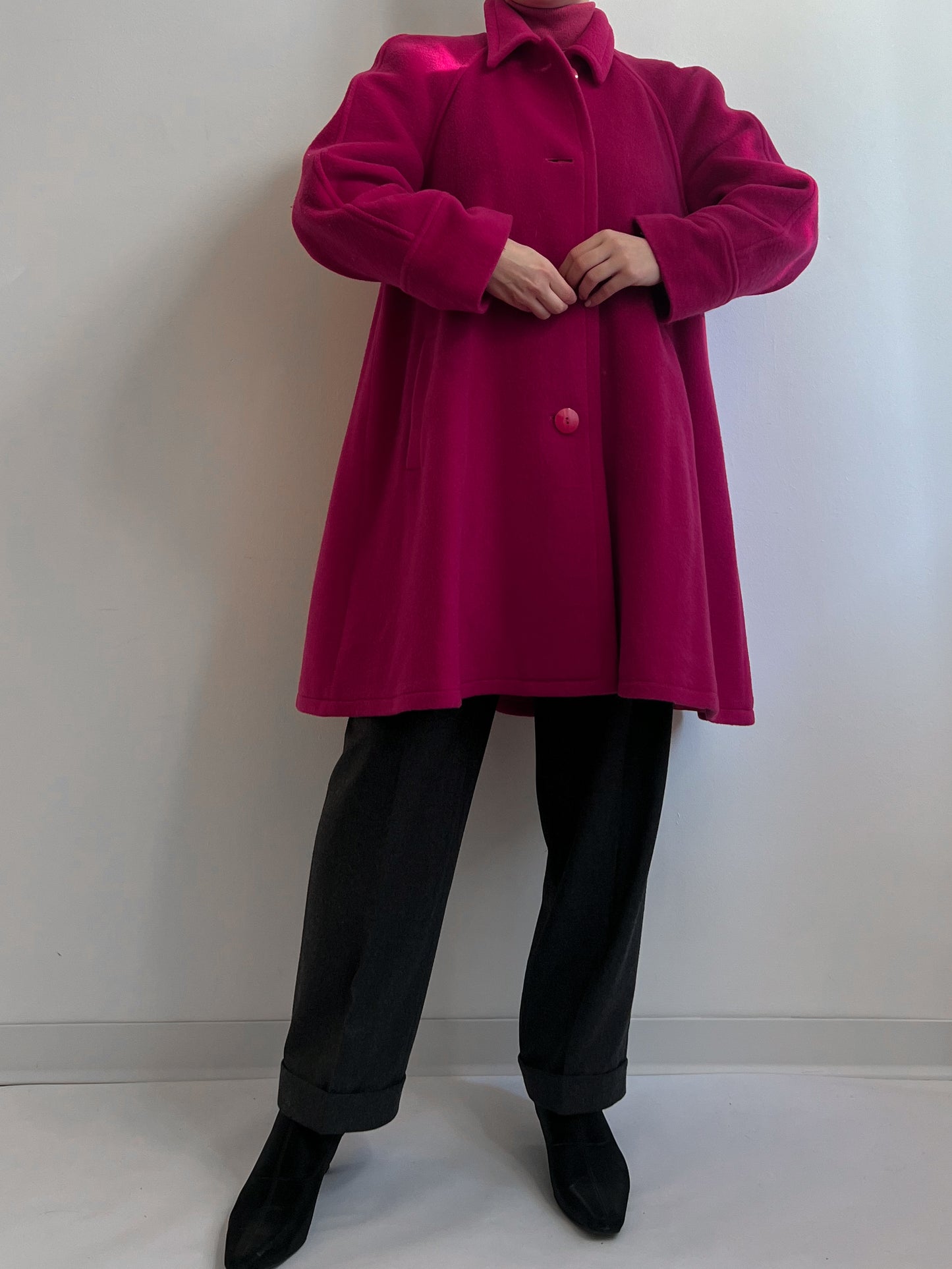 Wool and mohair pink coat