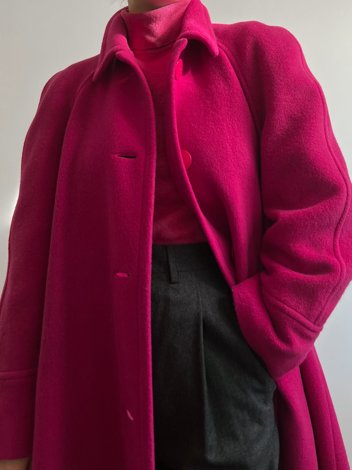 Wool and mohair pink coat