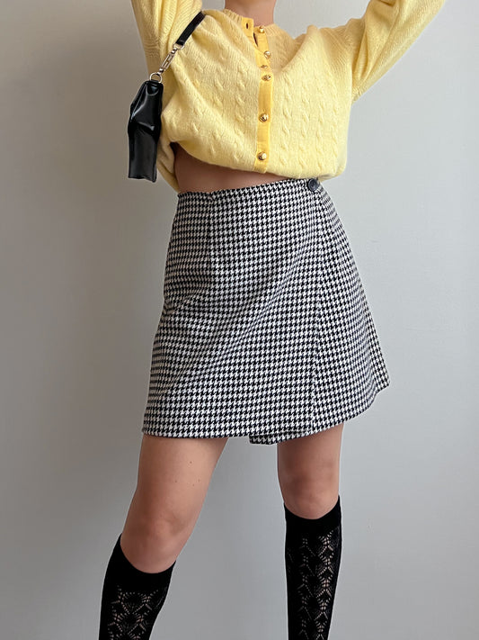 Wool blend pied de poule mini skirt