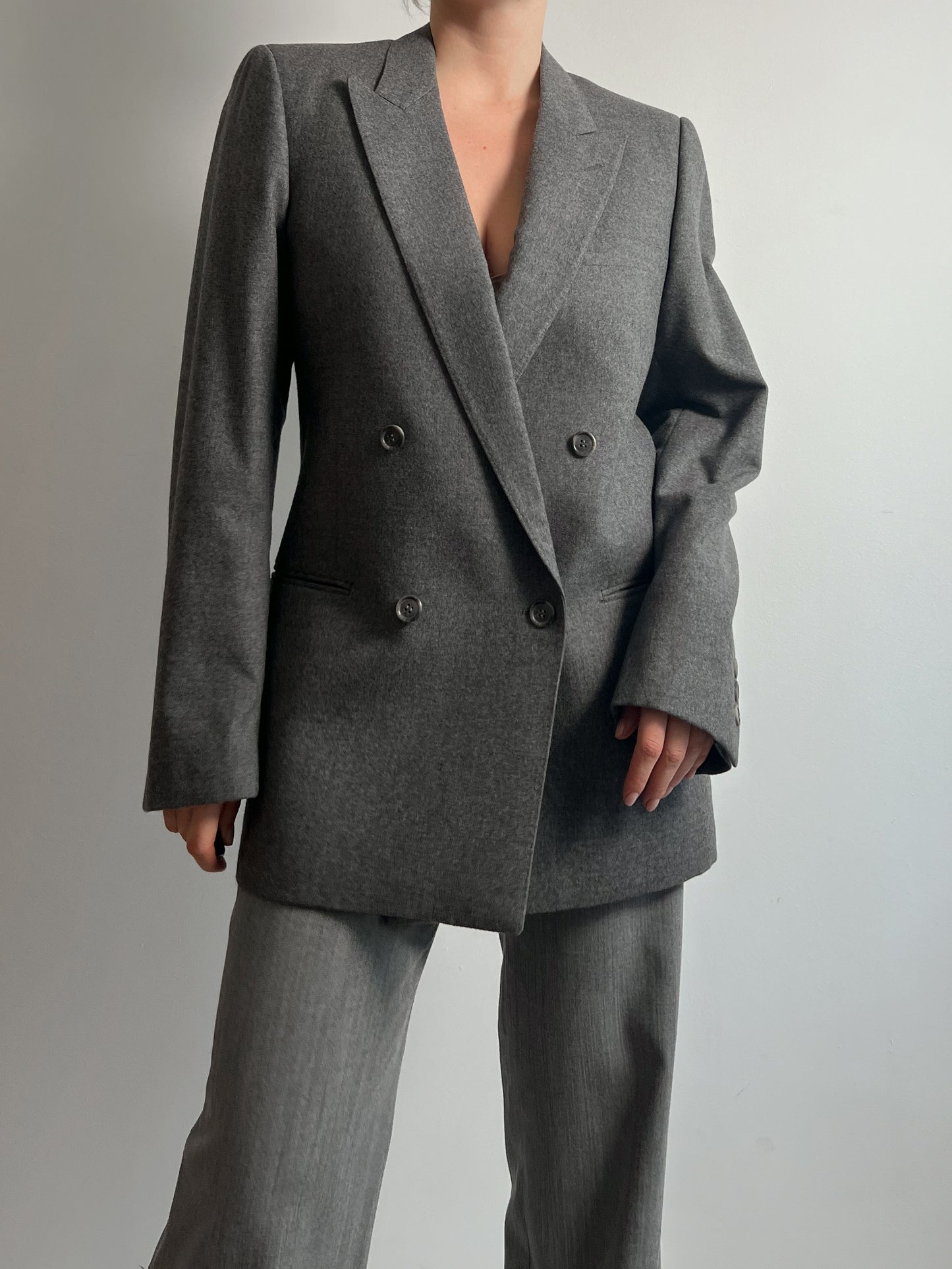 Pure virgin wool doublebreast grey blazer